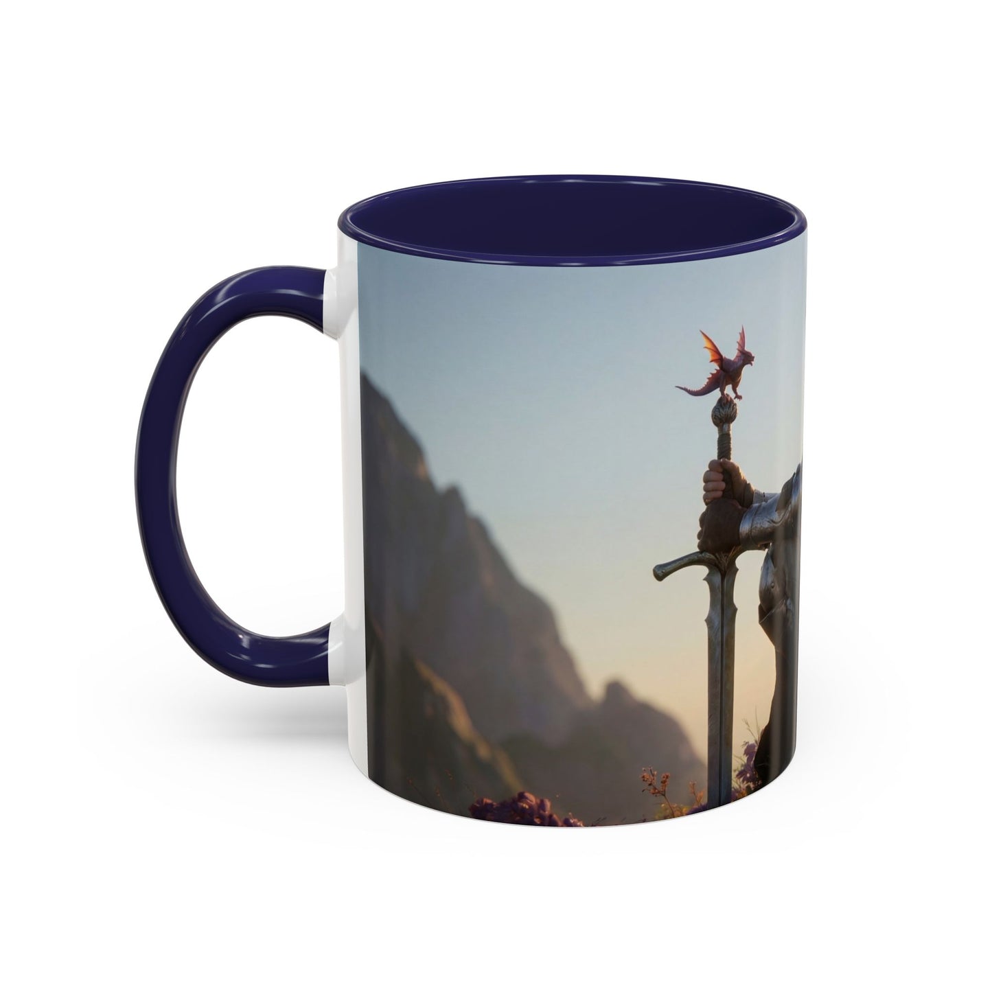 Dragon Rider at Dawn Accent Coffee Mug (11, 15oz) – Sunset Sentinel and Whispering Scale