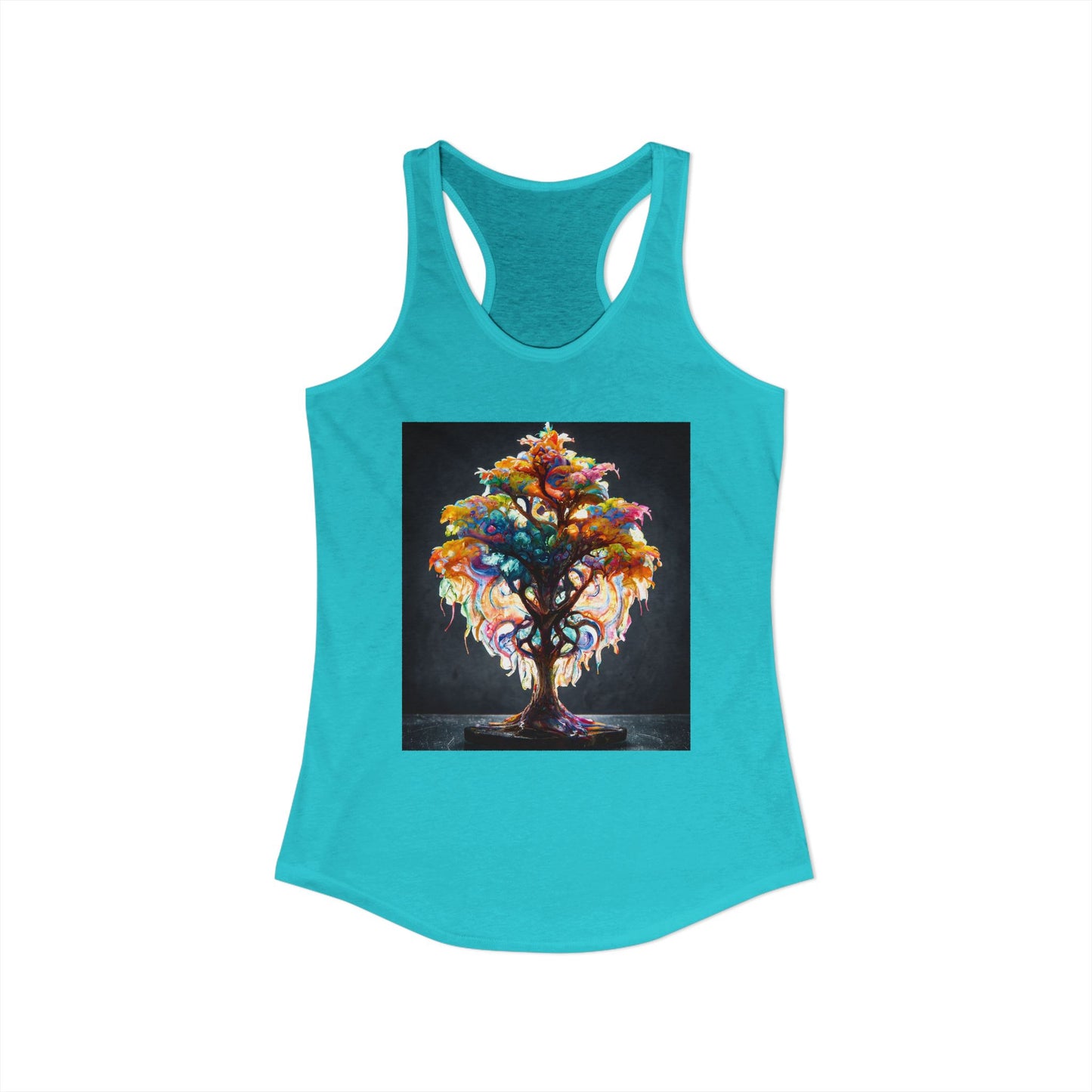 Chromatic Canopy Women's Ideal Racerback Tank – Prismatic Roots and Drip Artwork