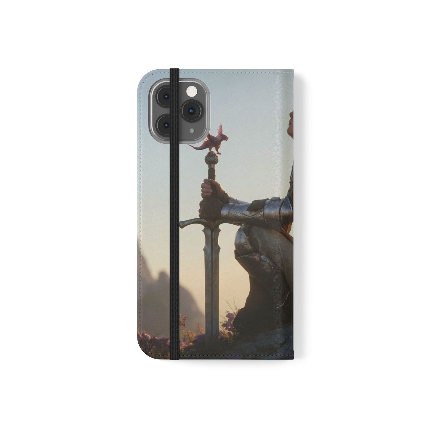 Dragon Knight Flip Cases – Sunlit Sentinel with Mini Drake and Sword