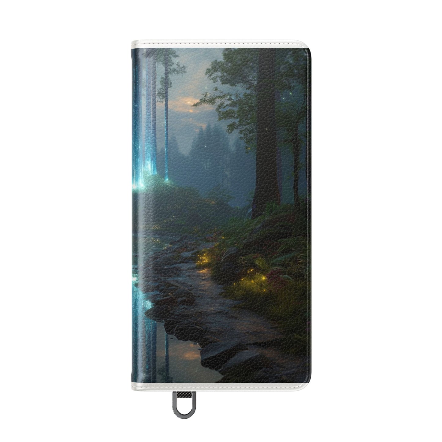 Bioluminescent Forest Flip Cases – Cyan Lightfall Stream Cover