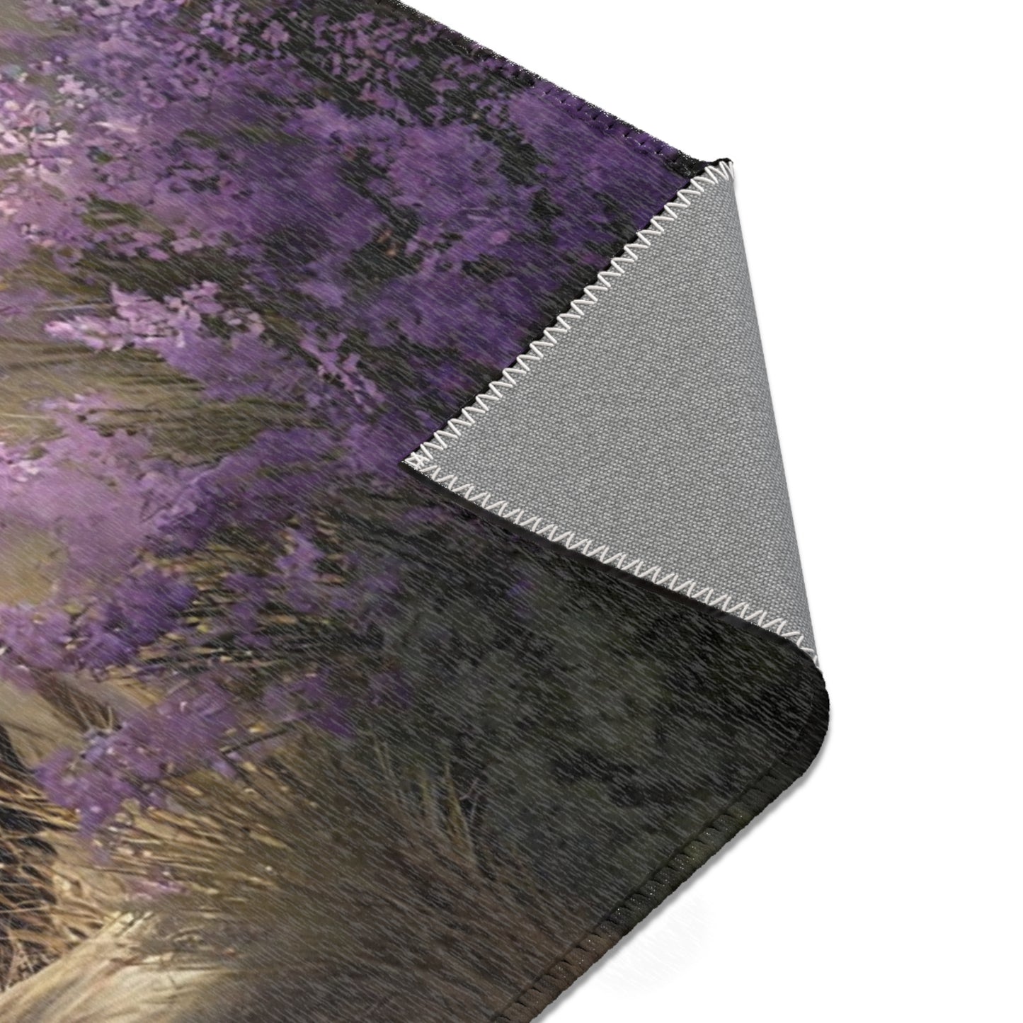 Four Wandering Skeletal Wizards Area Rug – Purple Hooded Pilgrims Through Misty Peaks