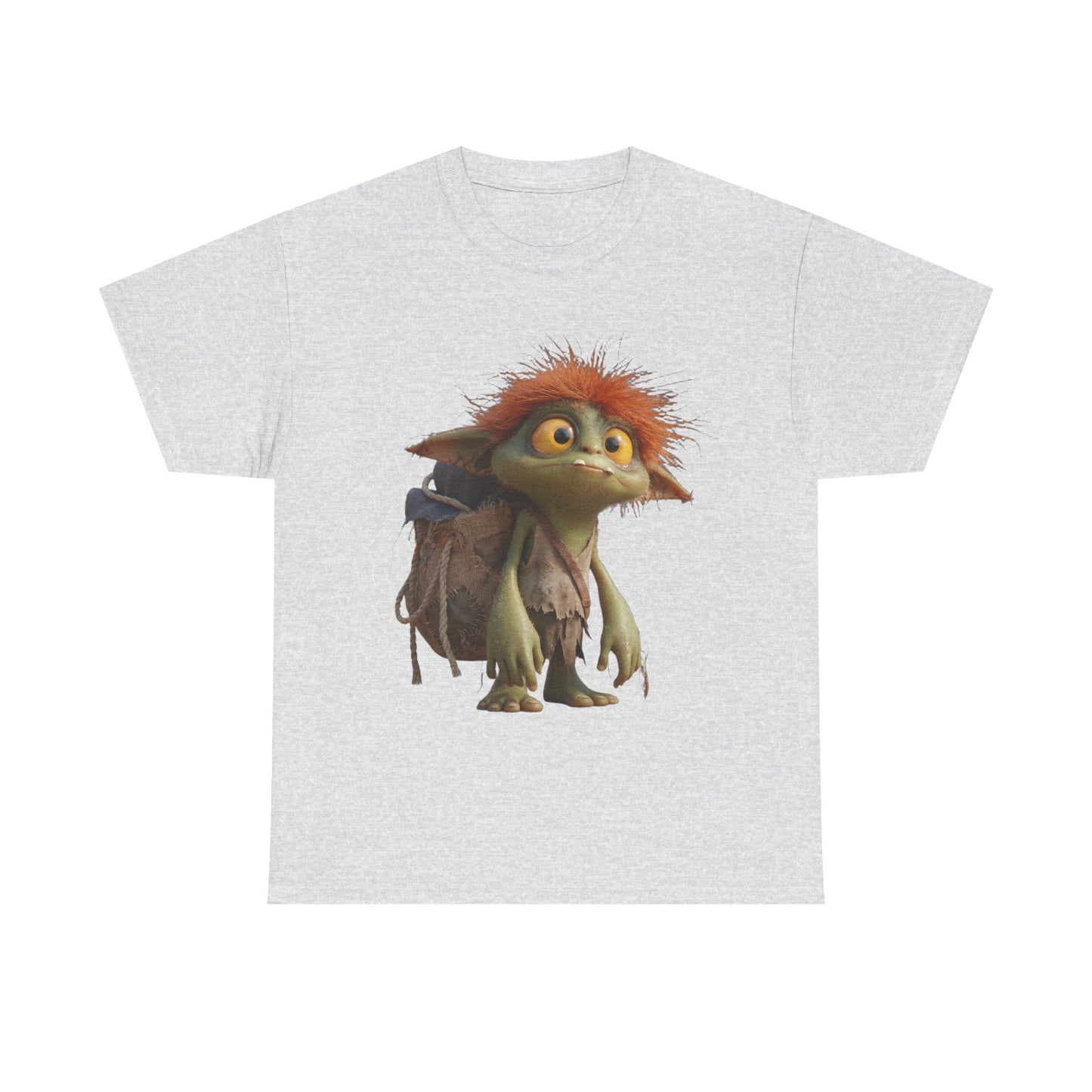 Mossy Gnome Unisex Heavy Cotton Tee – Rust-Haired Guardian with Satchel