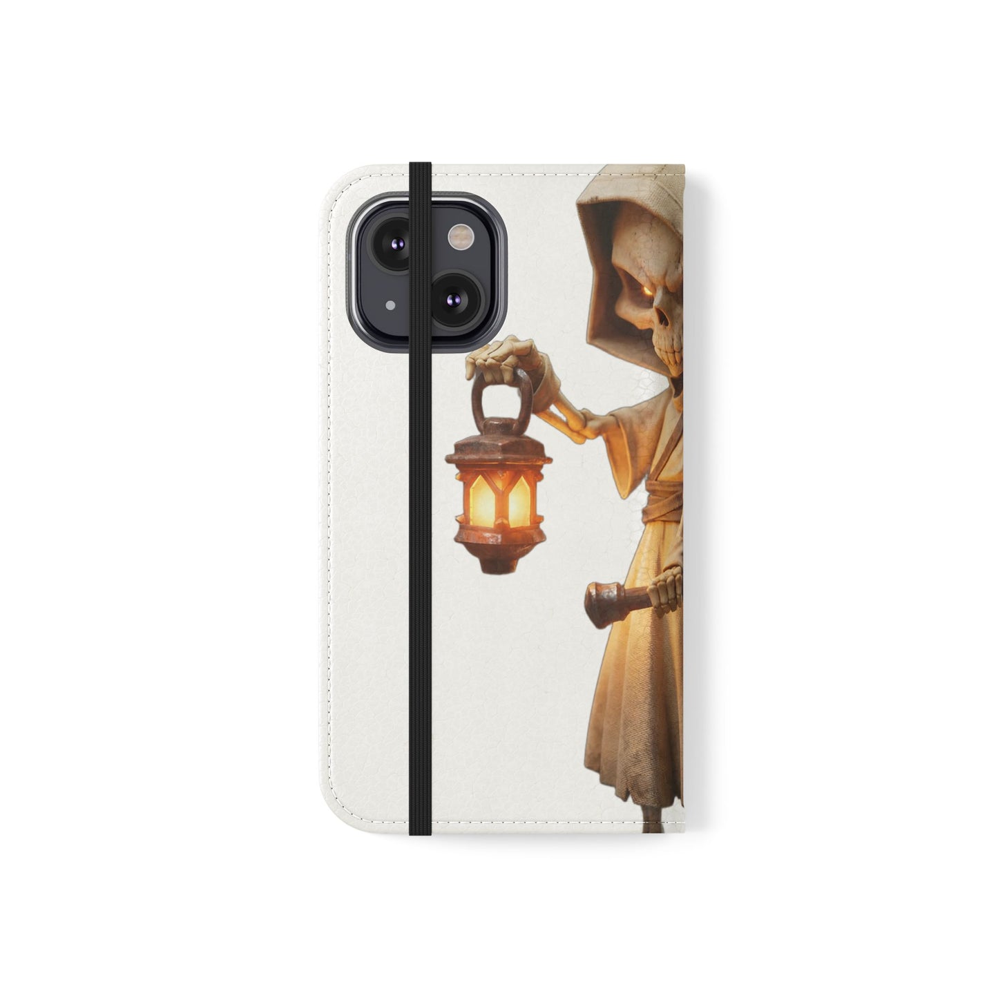 Lantern-Bearing Sentinel Flip Cases – Hooded Guardian with Scythe and Warm Glow