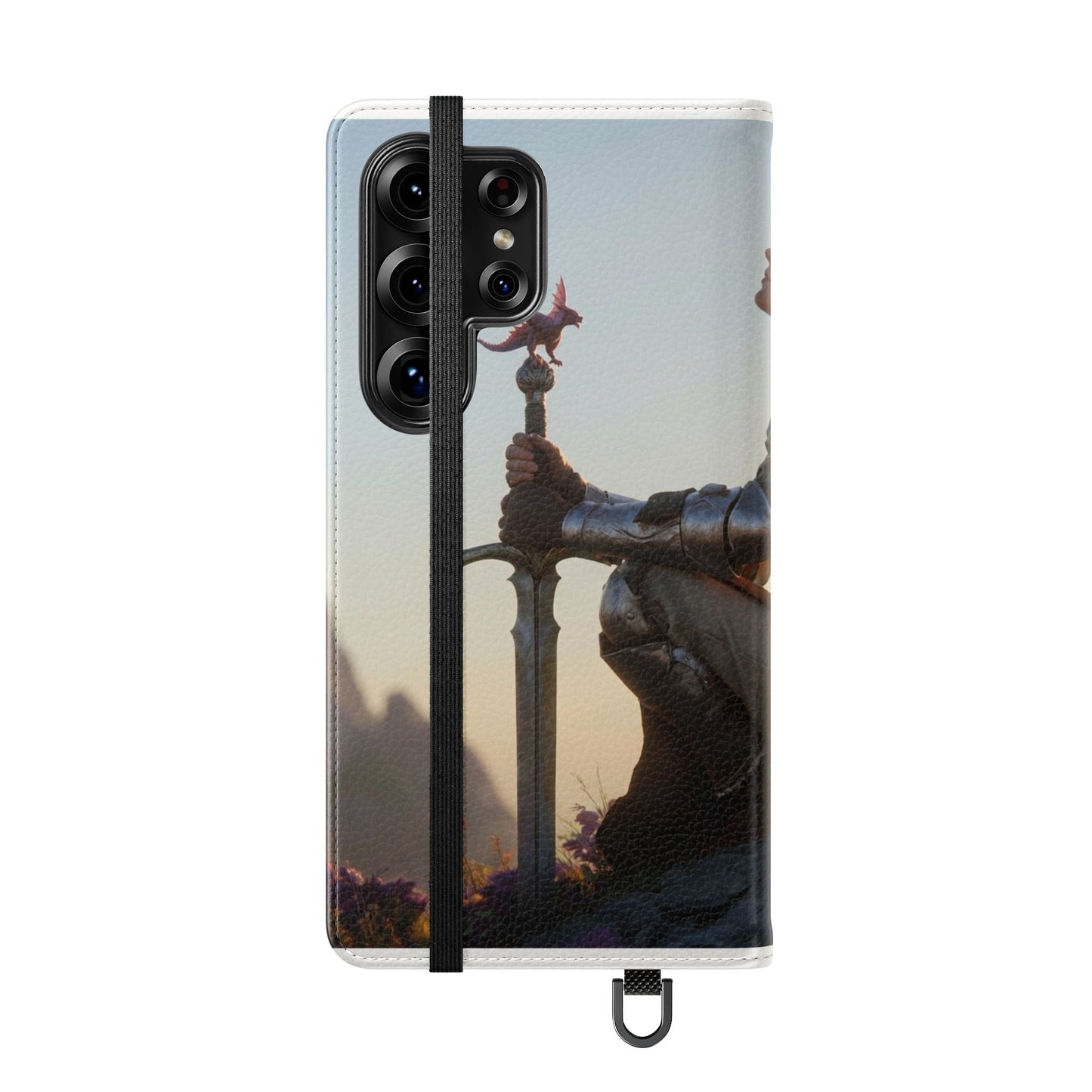 Dragon Knight Flip Cases – Sunlit Sentinel with Mini Drake and Sword