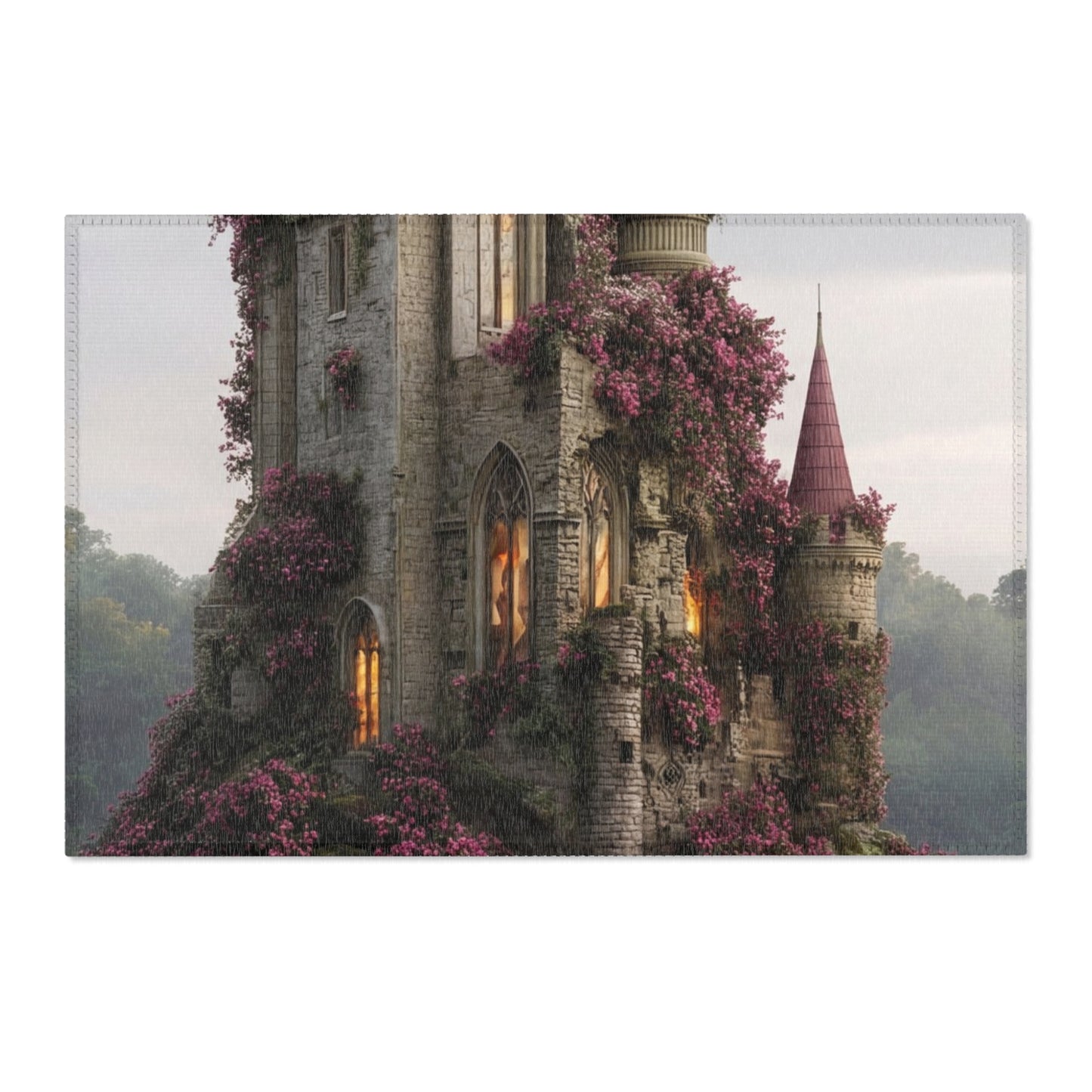 Crimson Rose Castle Area Rugs – Whispers of the Forgotten Keep