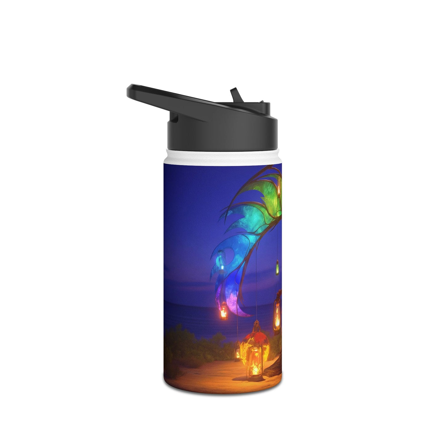 Luminous Phoenix Throne Water Bottle – Sunset Sanctuary with Rainbow Wings