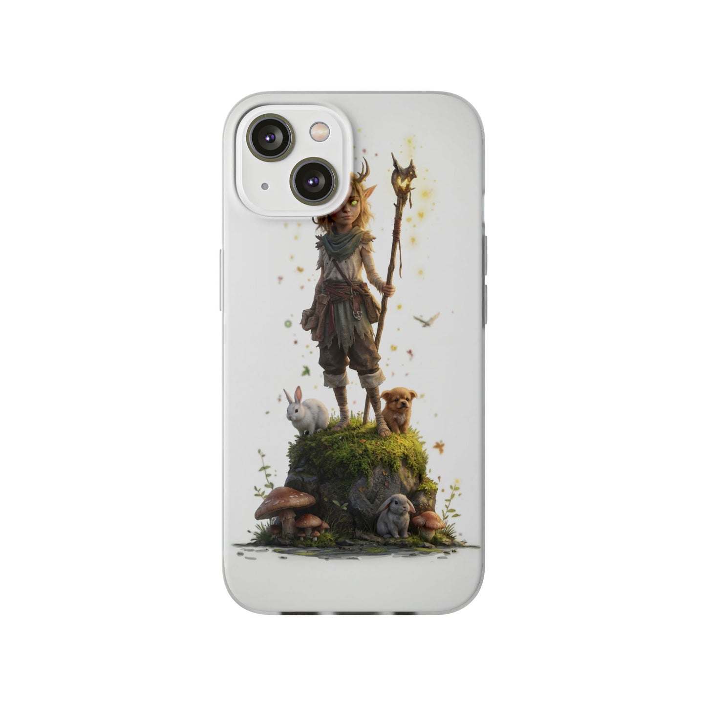 Forest Sentinel Flexi Cases – Glowing Antlered Child with Pet Companions