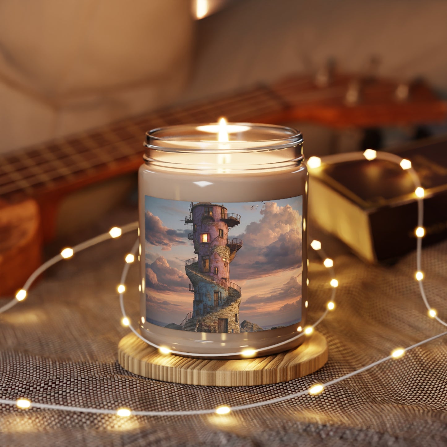 Twilight Lighthouse Tower Scented Soy Candles with White Lid, 9oz – Keeper of the Sunset Coast
