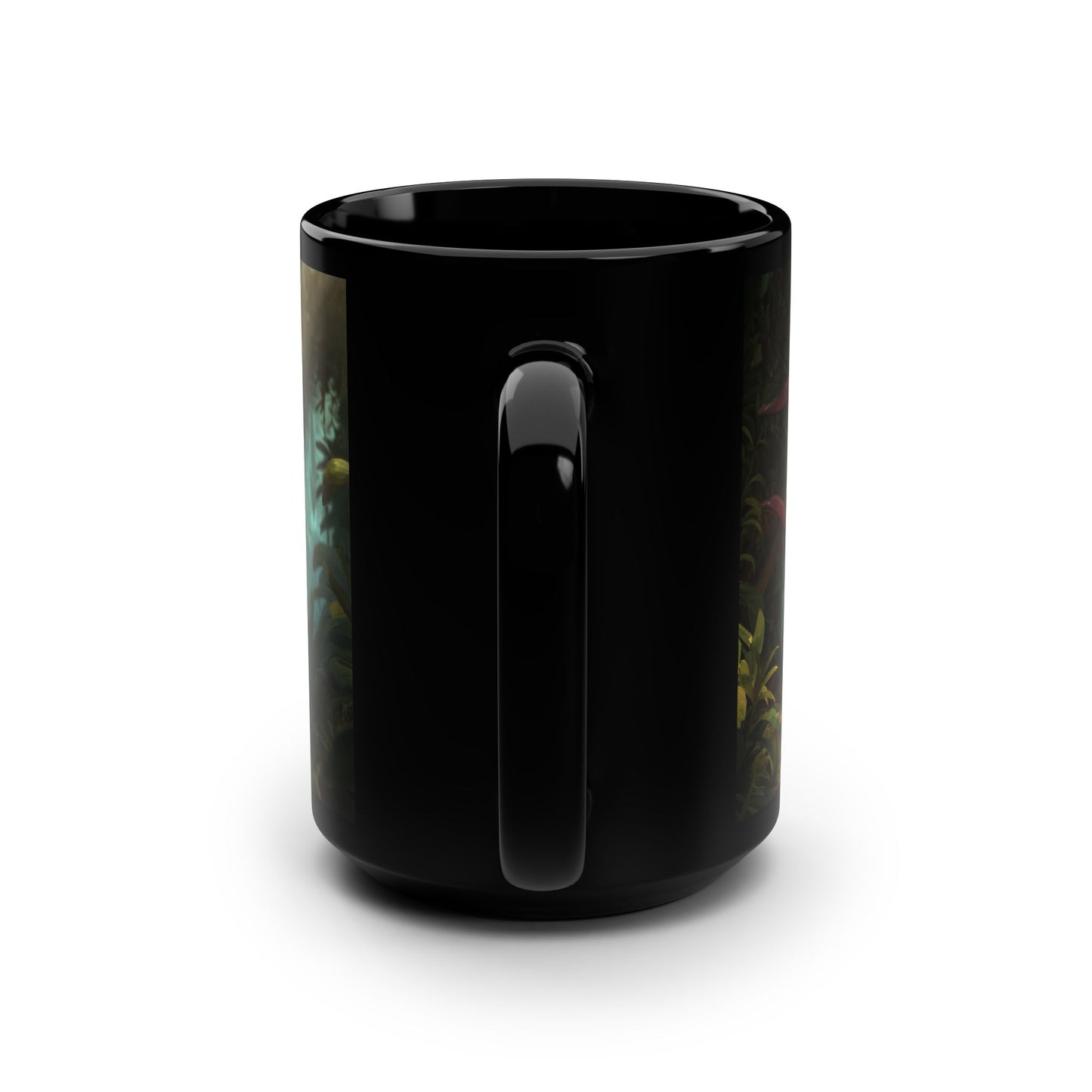 Mushroom Knight Black Mug, 15oz – Verdant Guardian with Sword