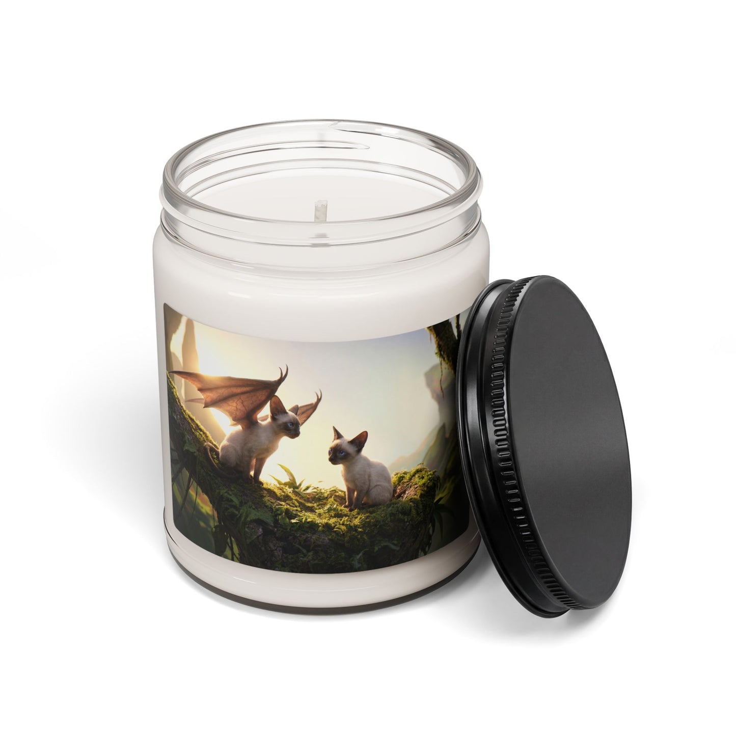 Winged Siamese Cat Scented Soy Candle, 9oz – Sunlit Canopy Whispers
