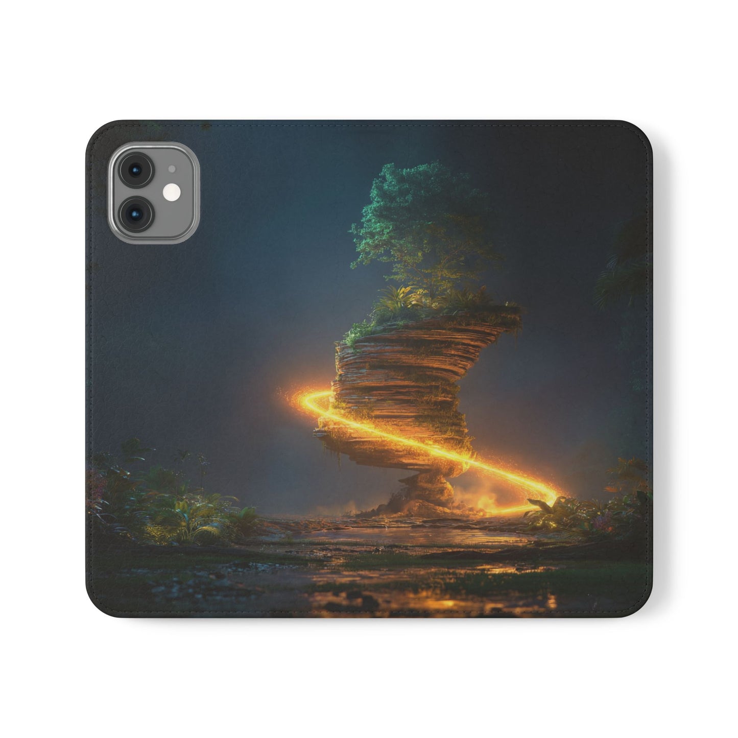 Luminous Floating Island Flip Cases – Amber Twilight Sanctuary