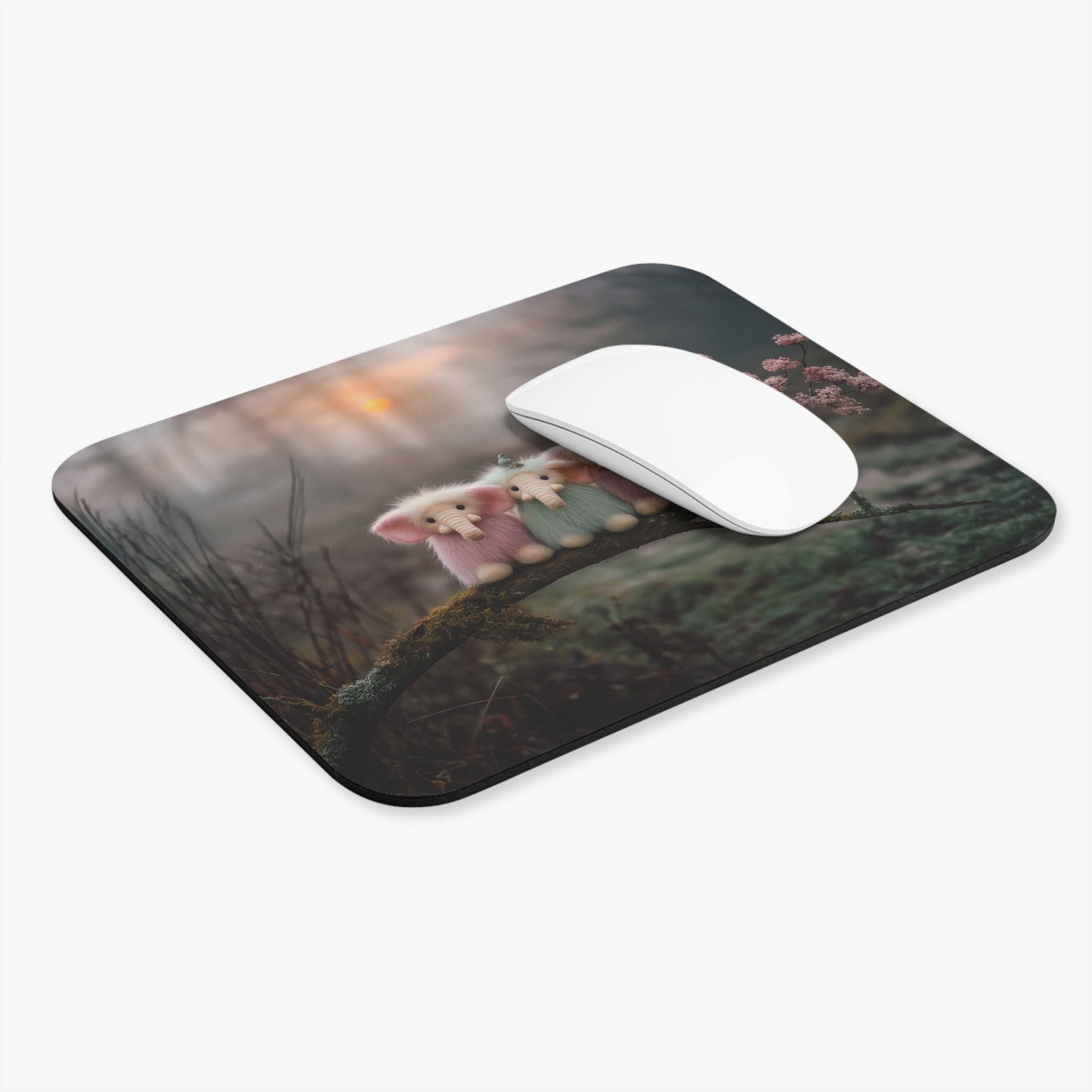 Three Furred Elephants Mouse Pad – Dawn’s Whisper Forest Friends