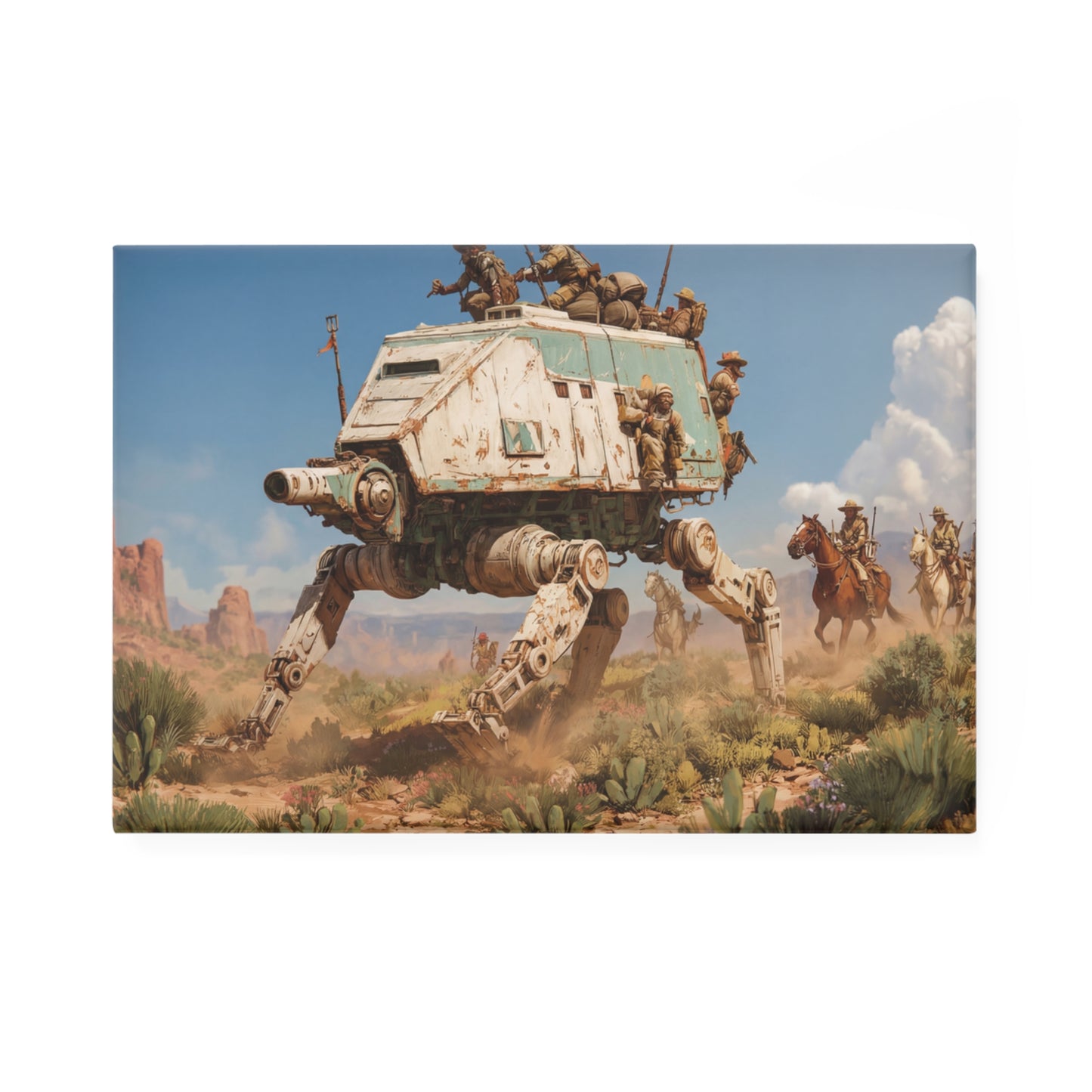 Desert War Machine Button Magnet, Rectangle (1 & 10 pcs) – Rust-Streaked AT-AT in Canyon Dust