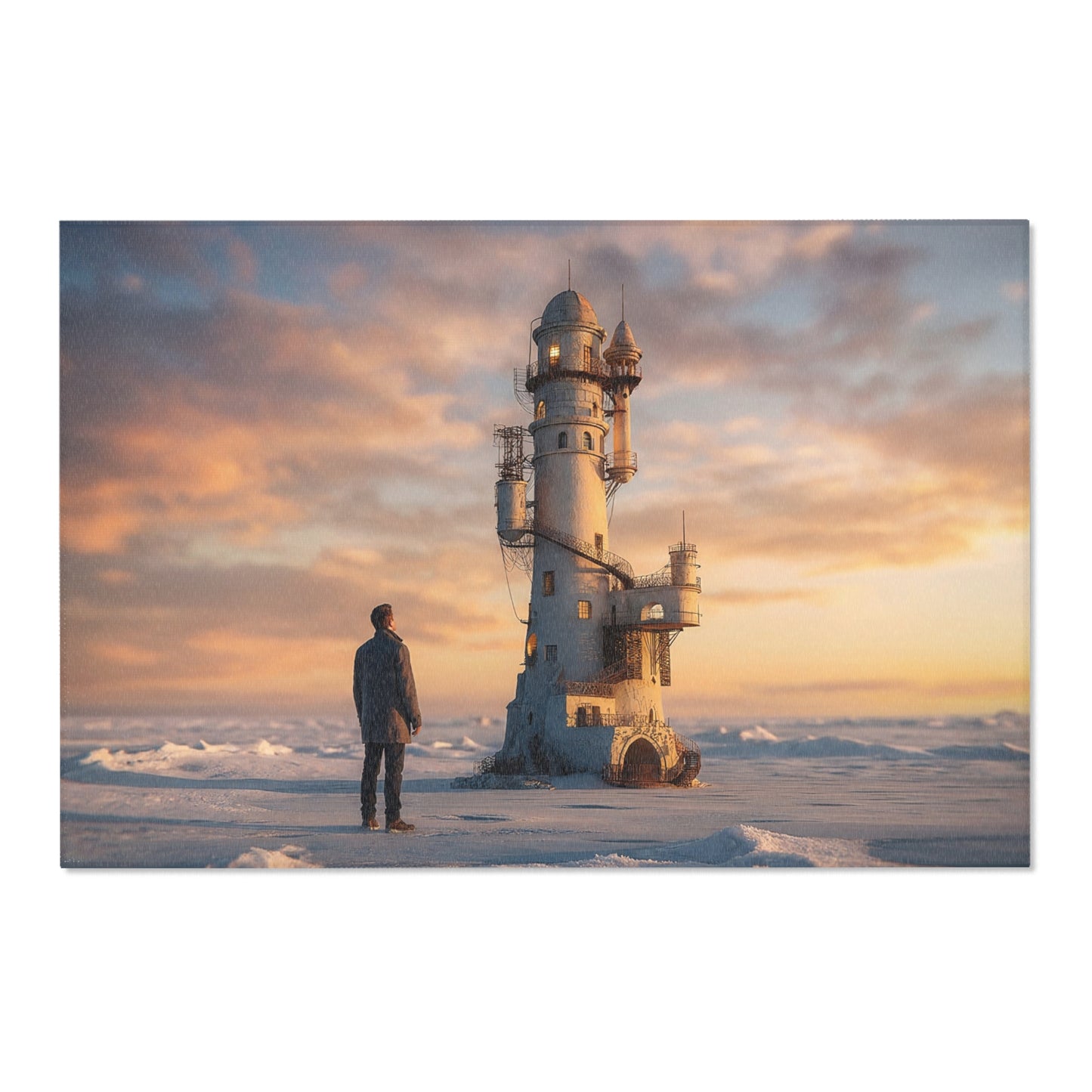 Lighthouse Keeper’s Solitude Area Rug – Arctic Twilight Beacon
