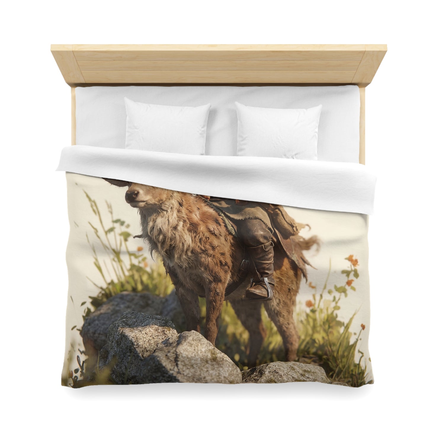 Boy with Antlered Deer Microfiber Duvet Cover – Sunset Ridge Guardian