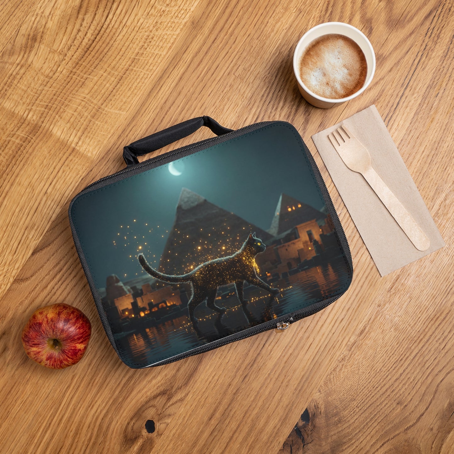Starlit Cat by Pyramids Lunch Bag – Whispers of Ancient Magic