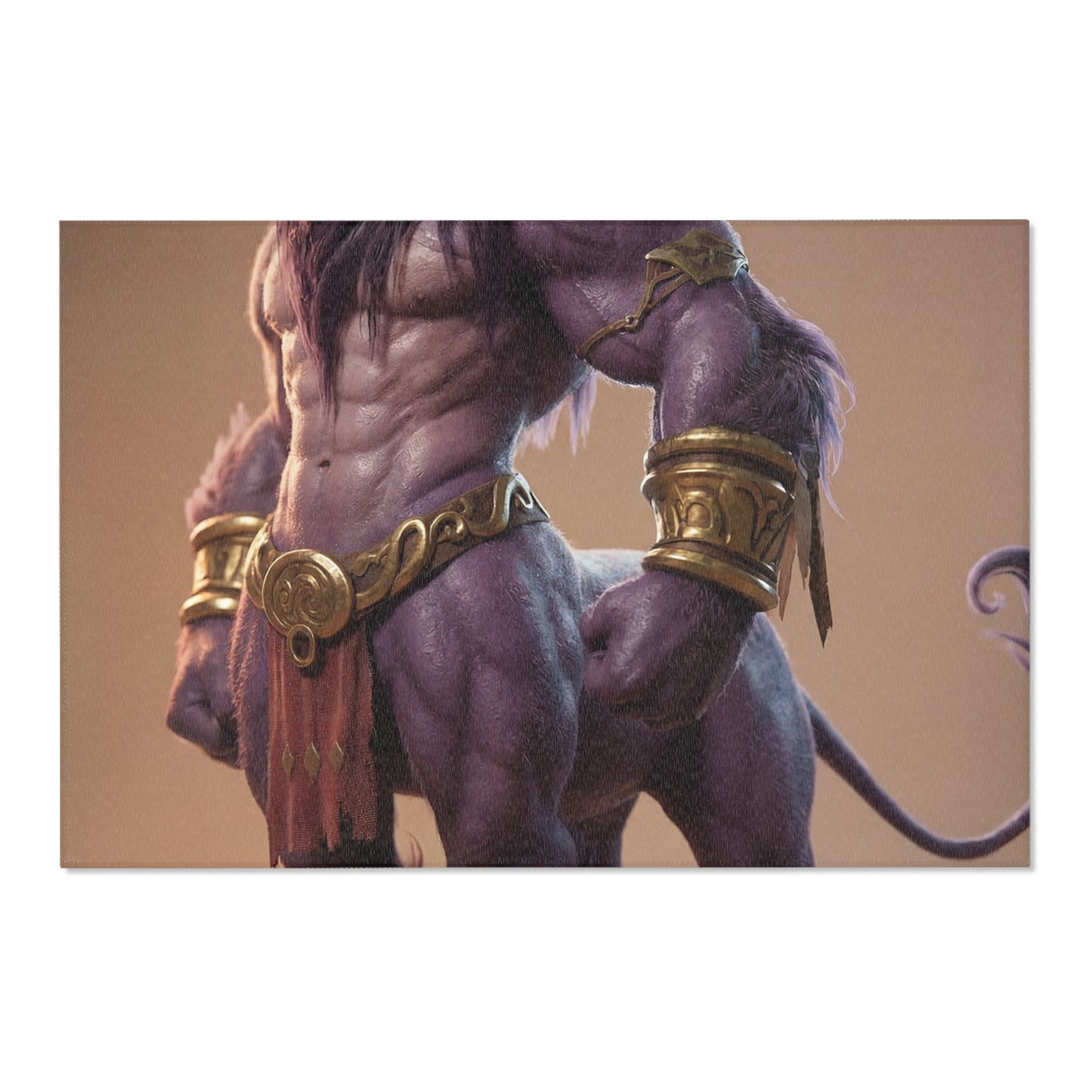 Purple Minotaur Guardian Area Rug – Warm Earth-Toned Mythic Presence