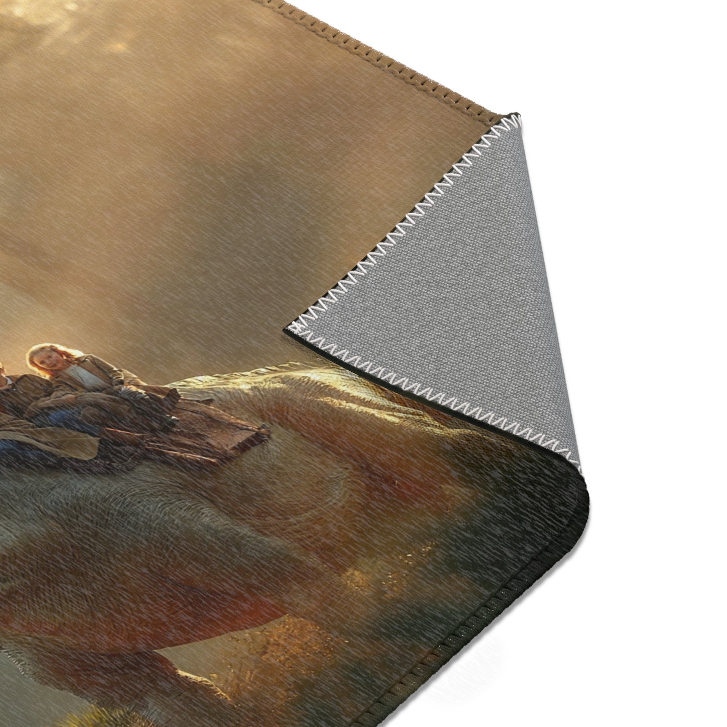 Dinosaur Rider Area Rugs – Sunlit Forest Sanctuary with Gentle Giant