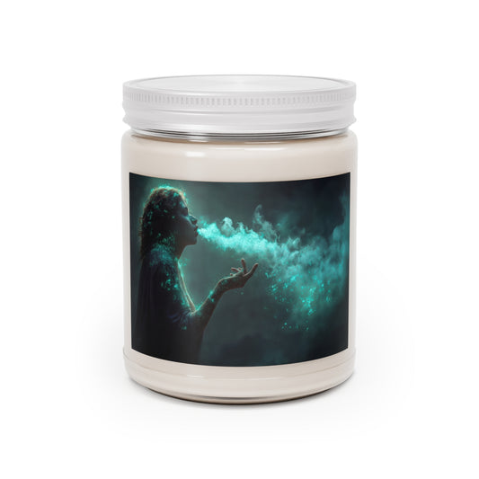 Whispering Enchanter Scented Soy Candles with White Lid, 9oz – Aura of Azure Dust