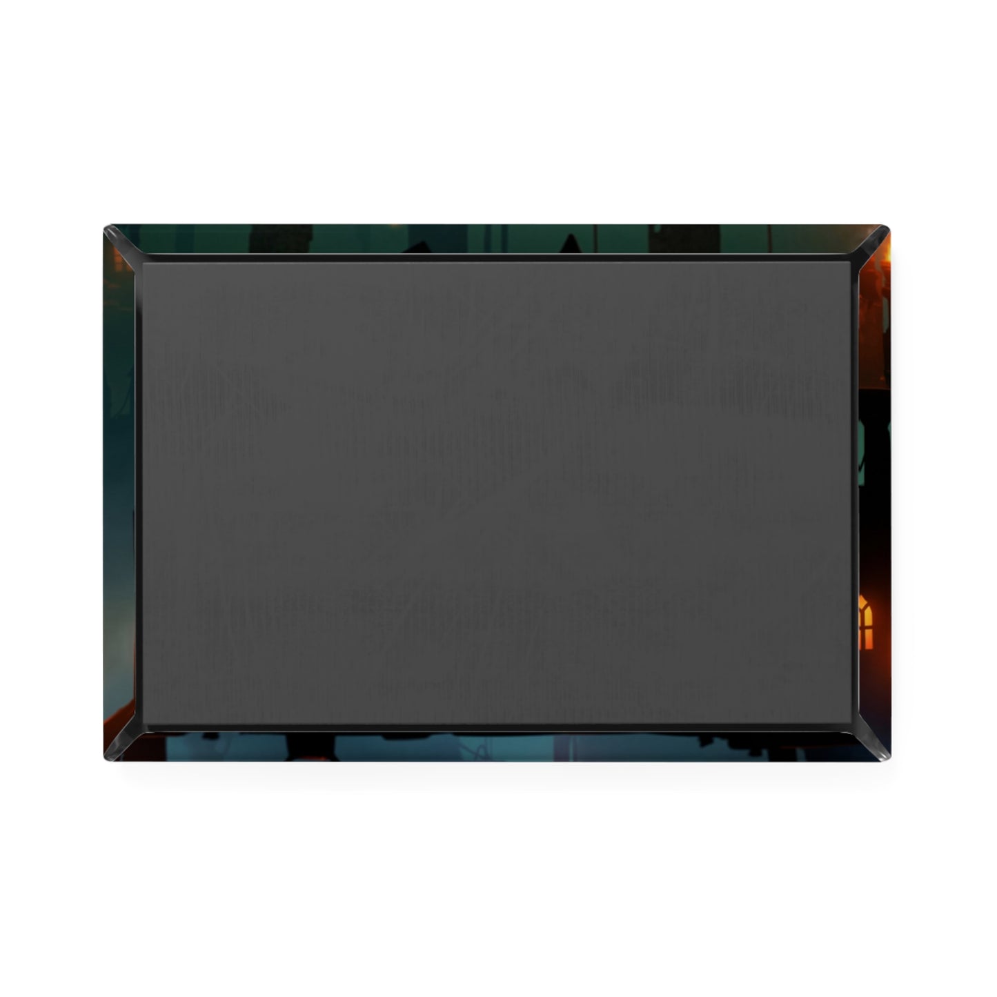 Floating City at Dusk Button Magnet, Rectangle (1 & 10 pcs) – Amber Lights in Emerald Mist