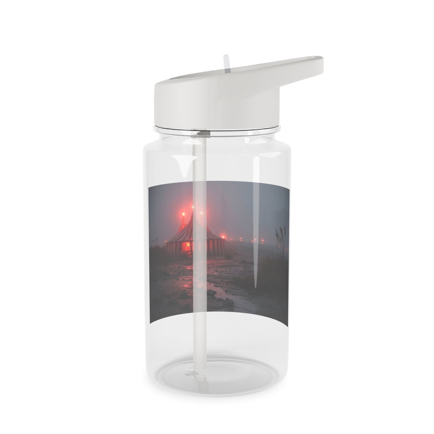 Crimson Circus Tent Tritan Water Bottle – Red-Striped Midnite Show