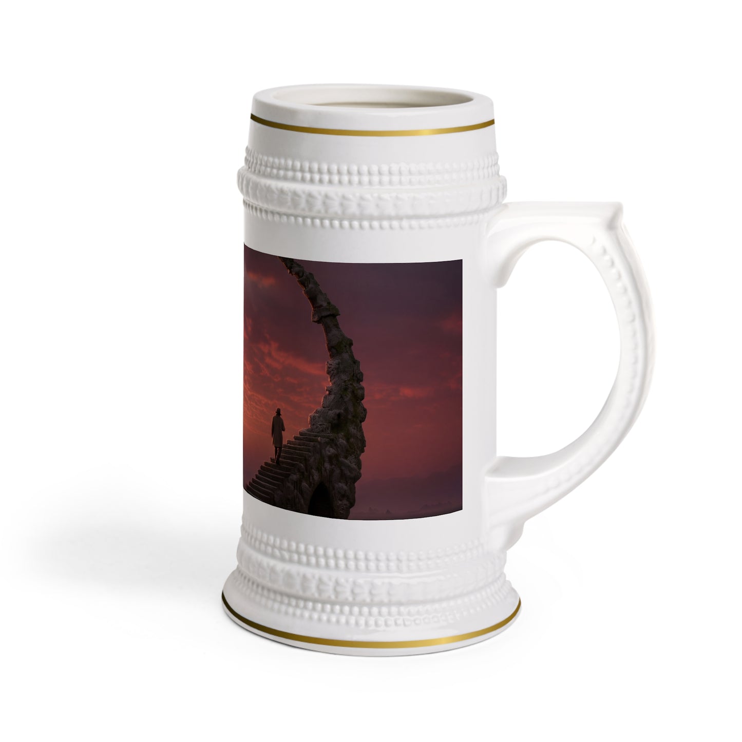 Crescent Moon & Stone Staircase Stein Mug – Twilight Horizon Journey