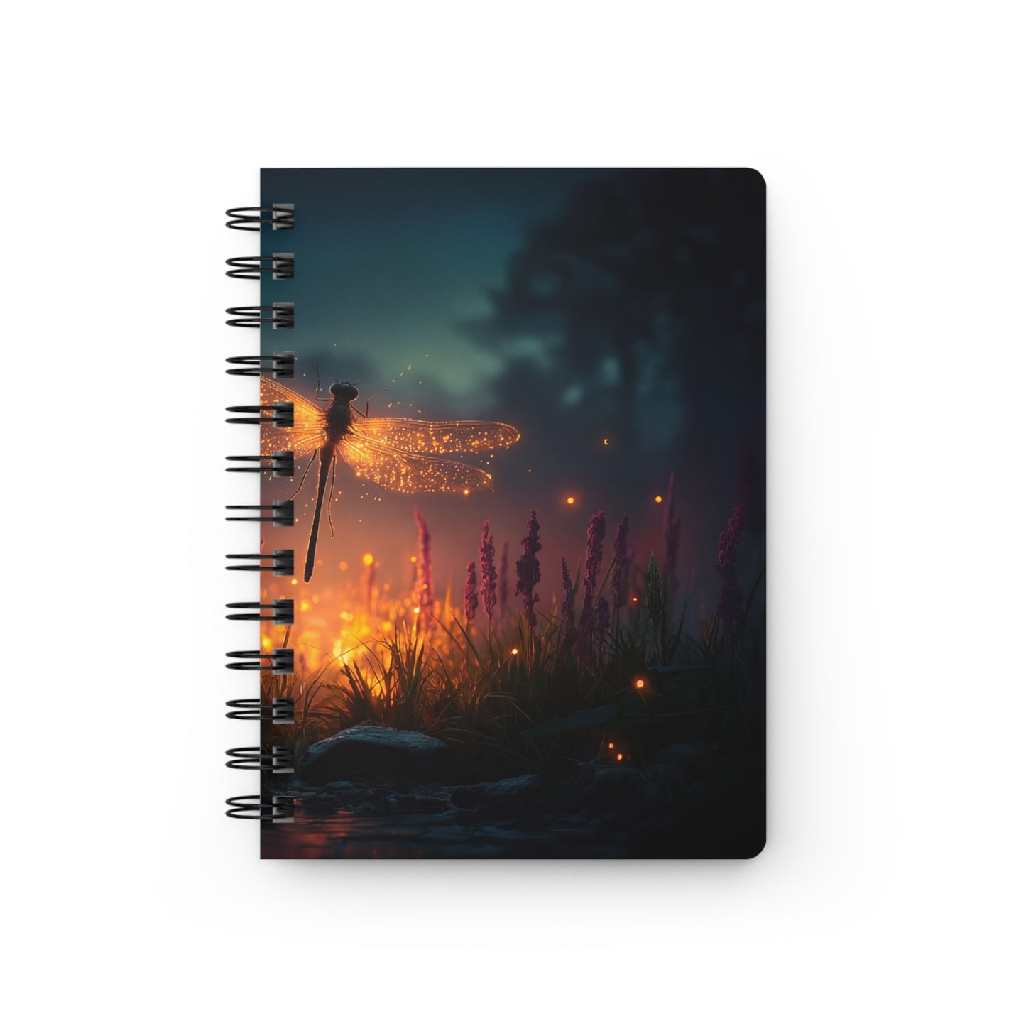 Luminescent Dragonfly Spiral Bound Journal – Twilight Meadow Dreamer