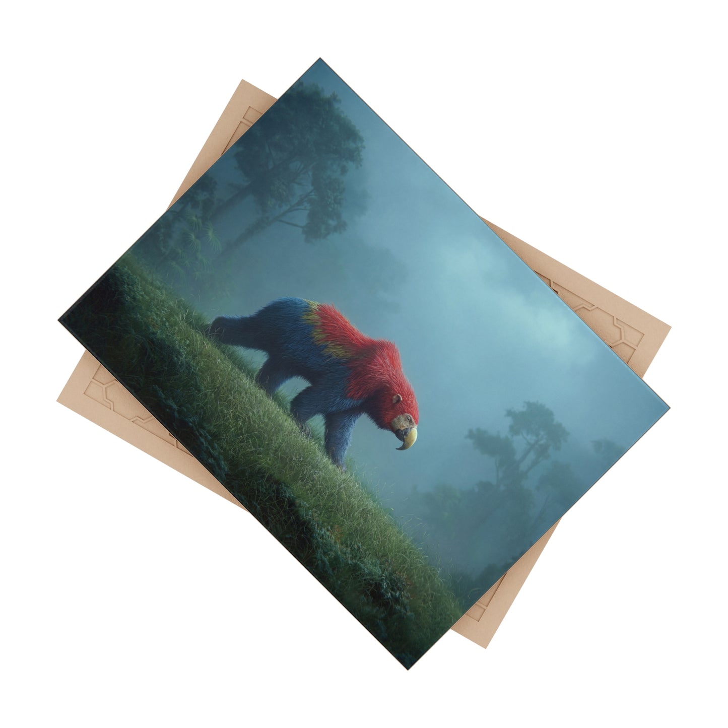 Parrot-Bear in Misty Jungle Ceramic Photo Tile – Whisper of the Lost Rainforest