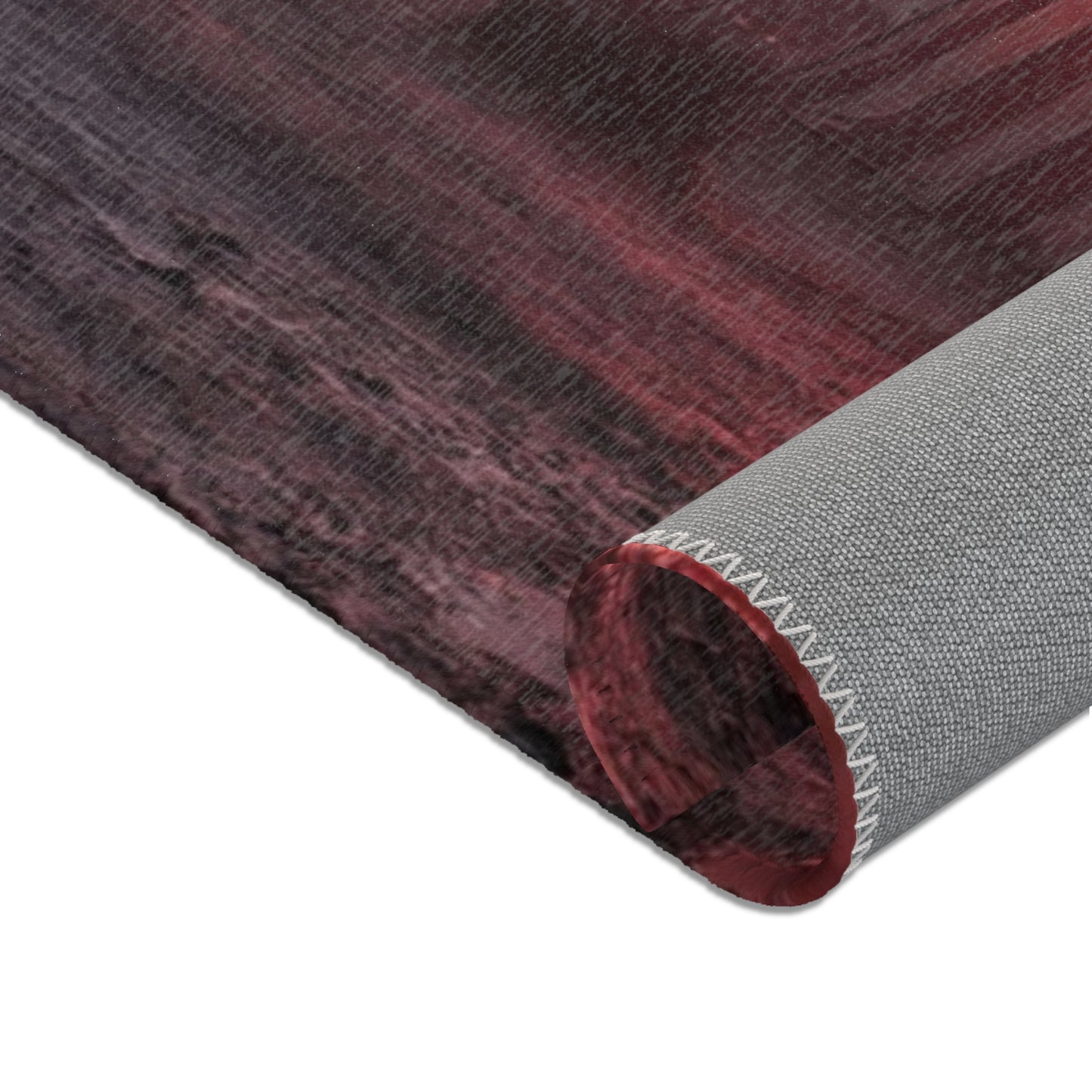 Crimson Circus Tent Area Rug – Fogbound Wonder on the Shore
