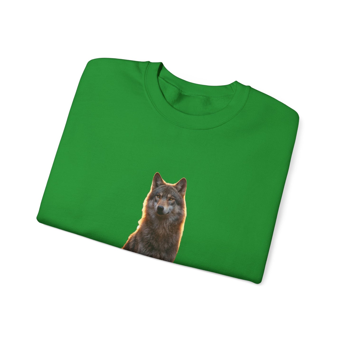 Twilight Sentinel Wolf Crewneck Sweatshirt – Golden Hour Guardian Portrait