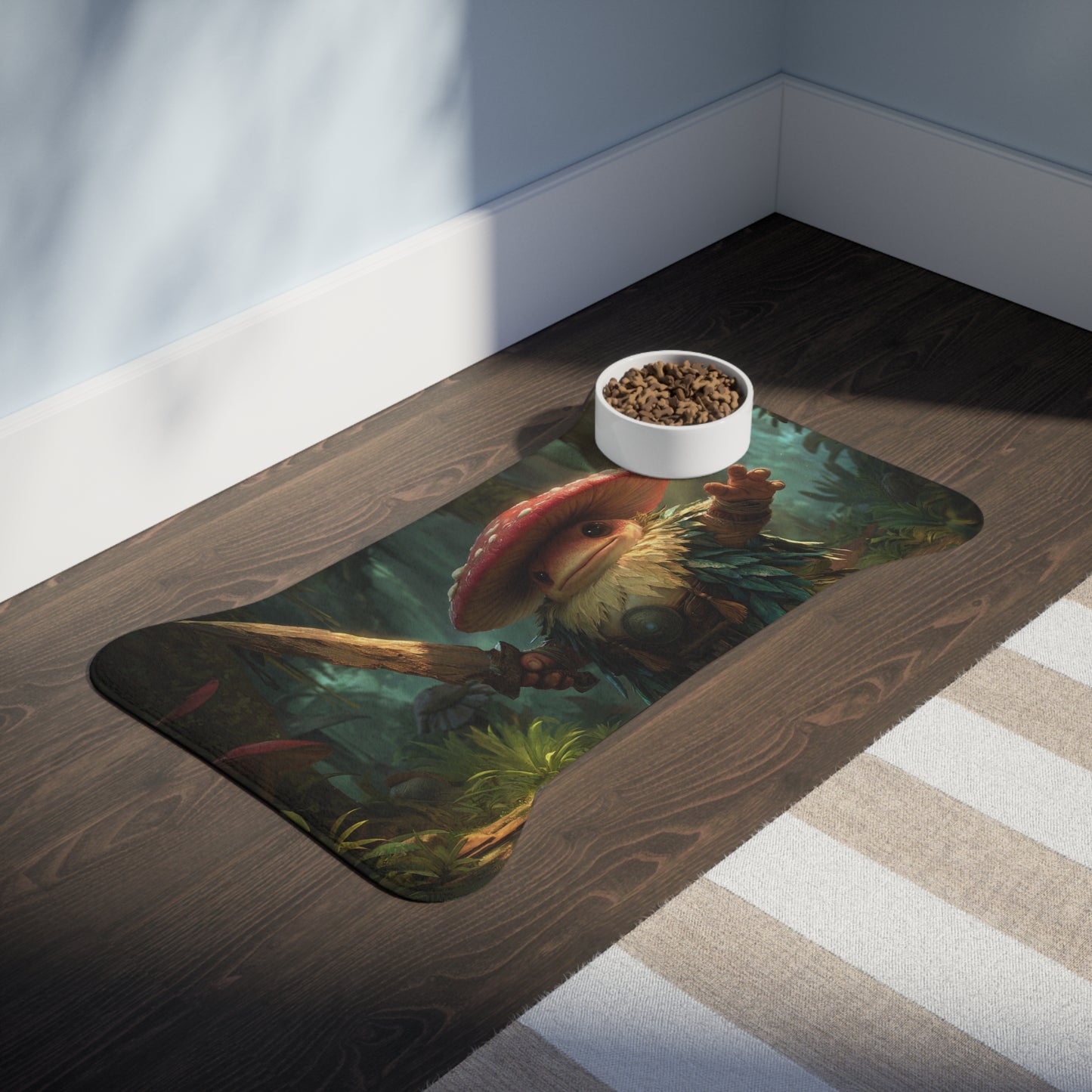 Toad Knight Pet Feeding Mats – Mushroom-Capped Guardian Sentinel