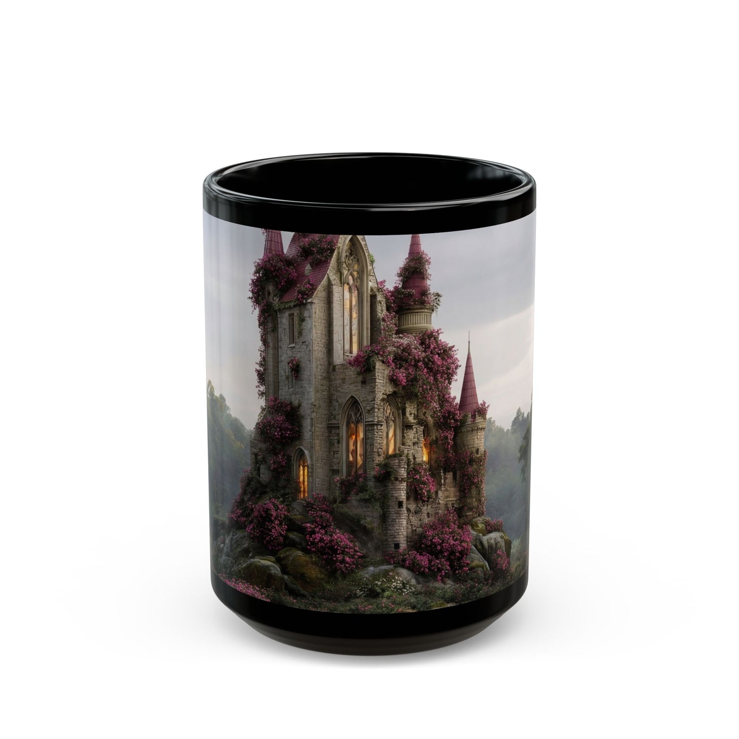 Rose-Spangled Castle Mug – Twilight Bloom Sanctuary
