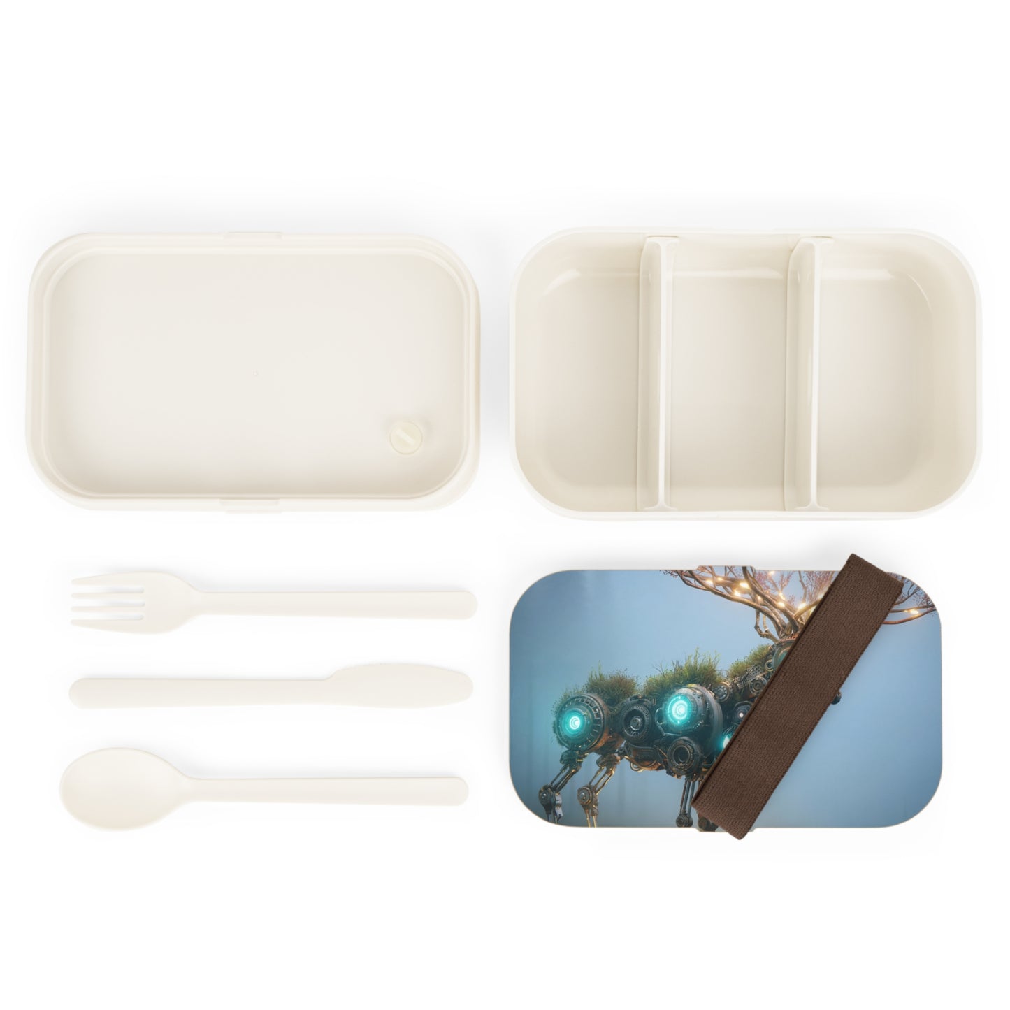 Cybernetic Forest Stag Bento Lunch Box – Glowing Antlers in Misty Dawn