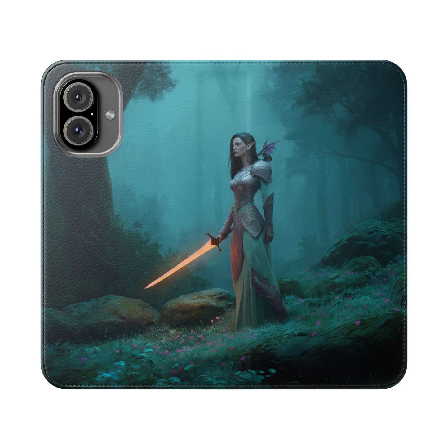 Forest Guardian Flip Cases – Elven Sentinel with Glowing Blade