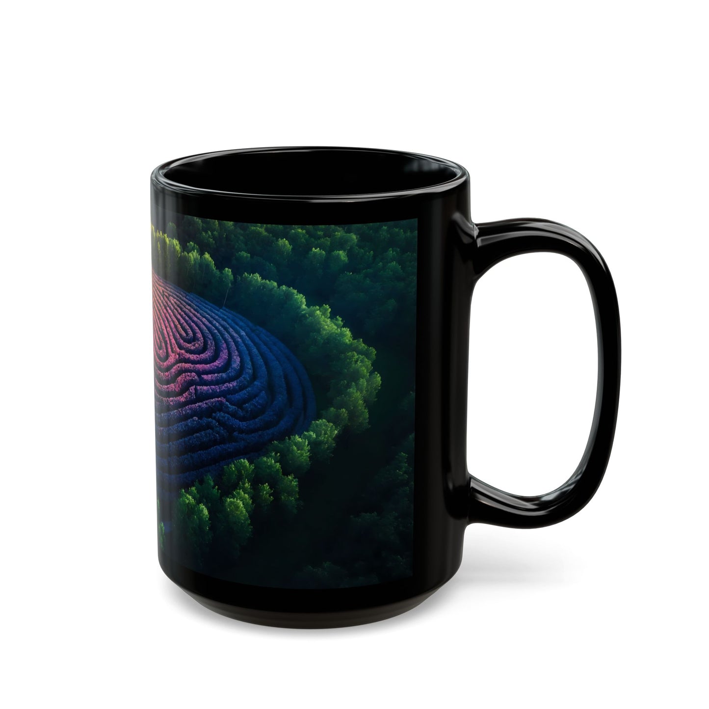 Rainbow Labyrinth Mug – Sunset Pathway Through Blooming Paths