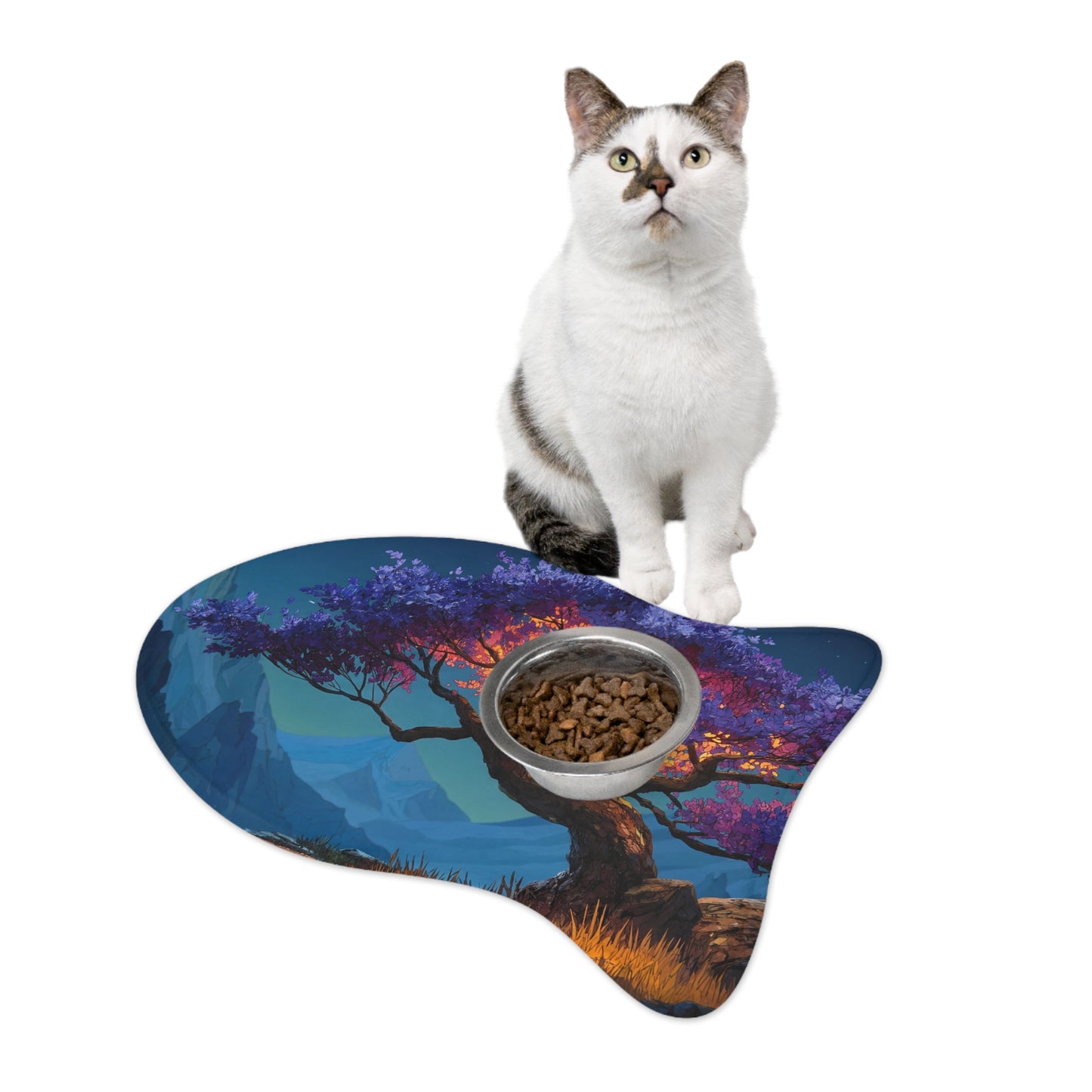 Celestial Tree Pet Feeding Mats – Twilight Bloom Dreamscape