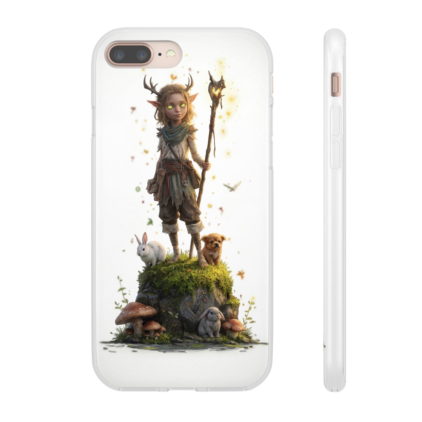 Forest Sentinel Flexi Cases – Glowing Antlered Child with Pet Companions