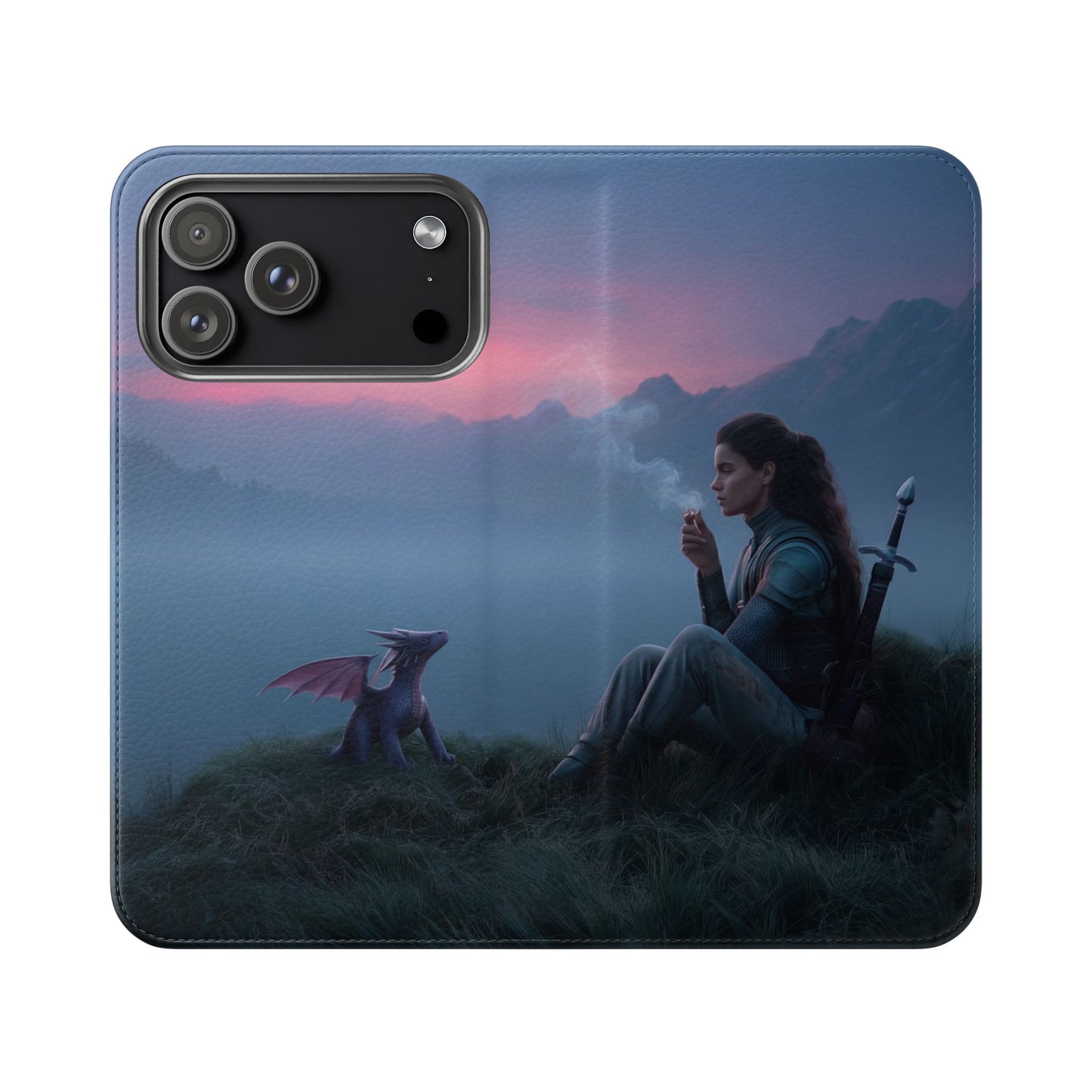 Silent Guardian Flip Cases – Misty Dawn Warrior and Dragon Companion
