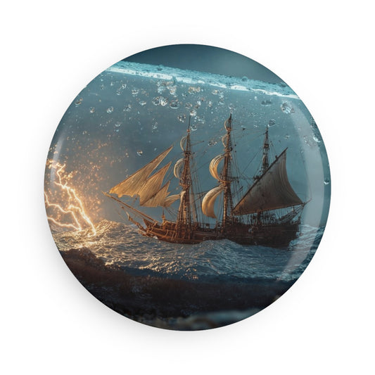 Storm-Sailed Ship in Bottle Magnet – Pocket-Sized Tempest