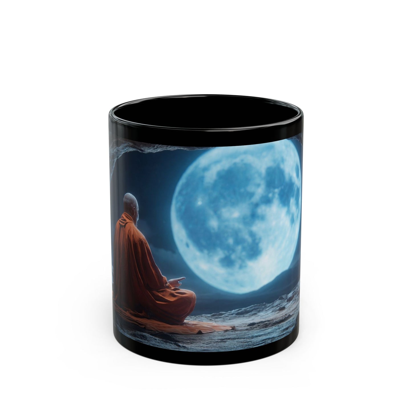Moonlit Monk Meditation Mug – Serene Night Sanctuary