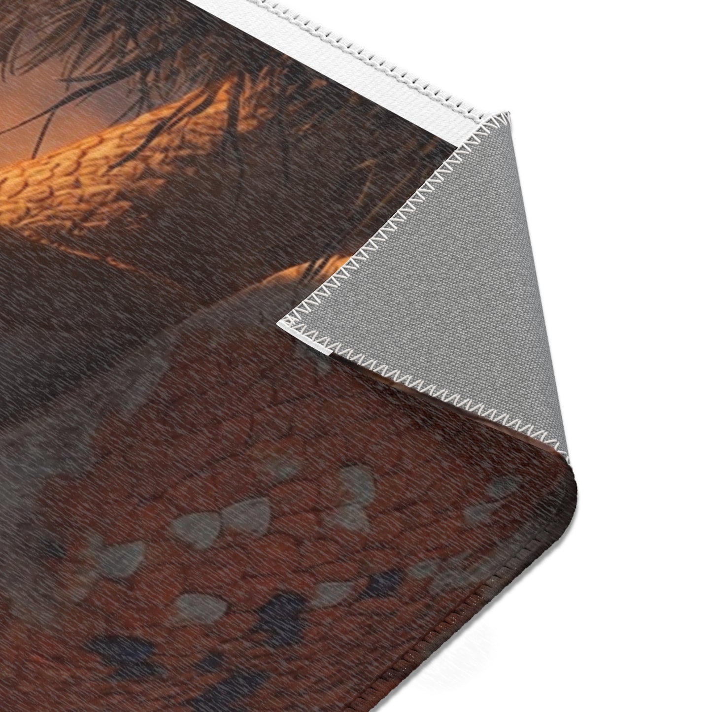 Sunset Sentinel Dragon Area Rug – Warm Ember Skies and Grasses