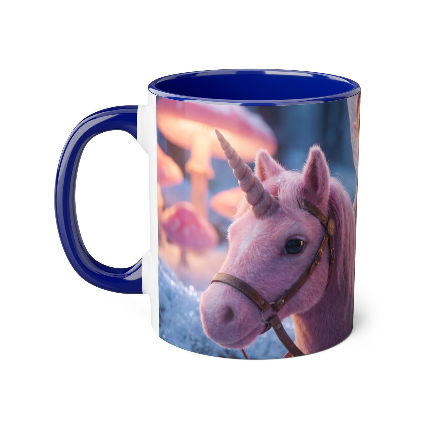 Frost-Fairy Unicorn Accent Mug – Pink Winter Guardian Scene