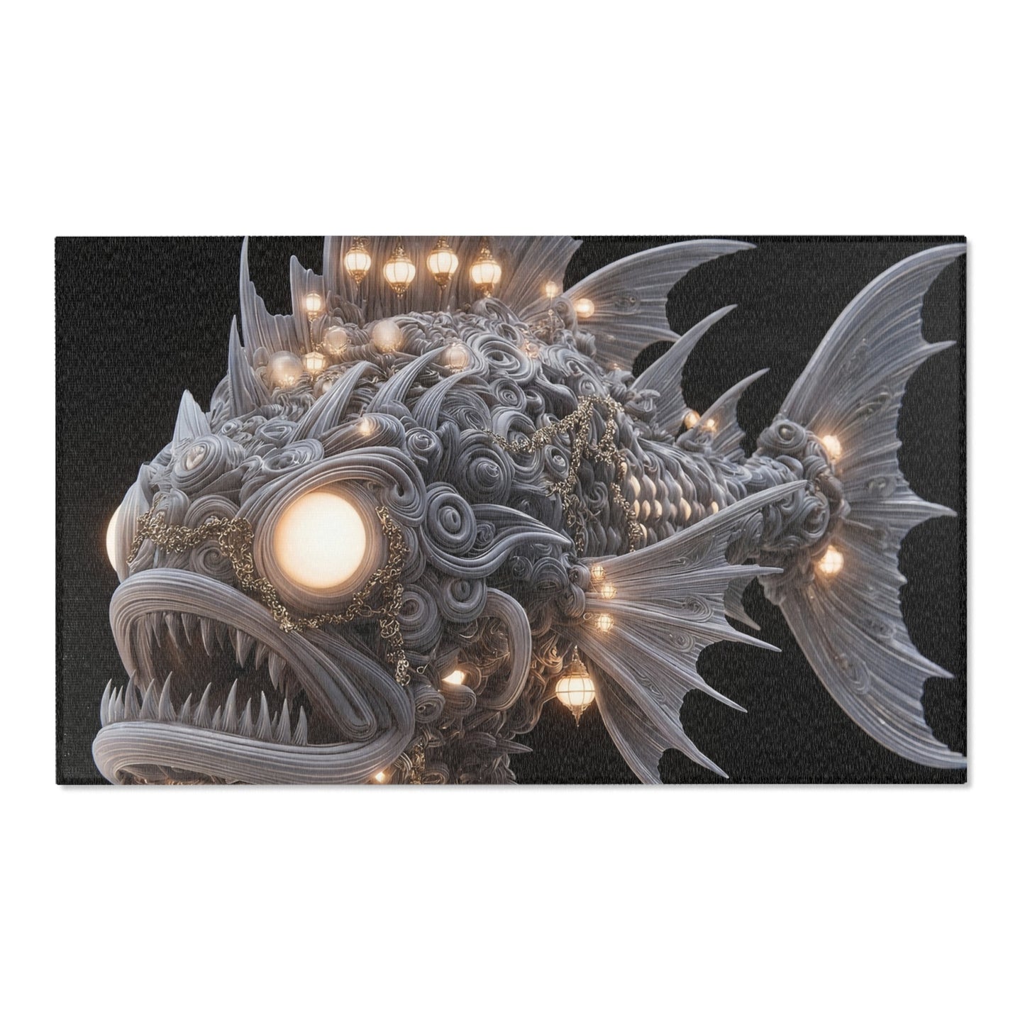 Luminescent Deep-Sea Leviathan Rug – Whispering Lanterns of the Abyss