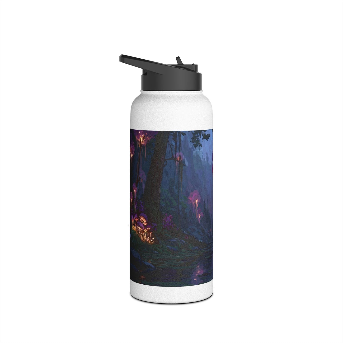 Bioluminescent Grove Stainless Steel Water Bottle – Twilight’s Whispering River