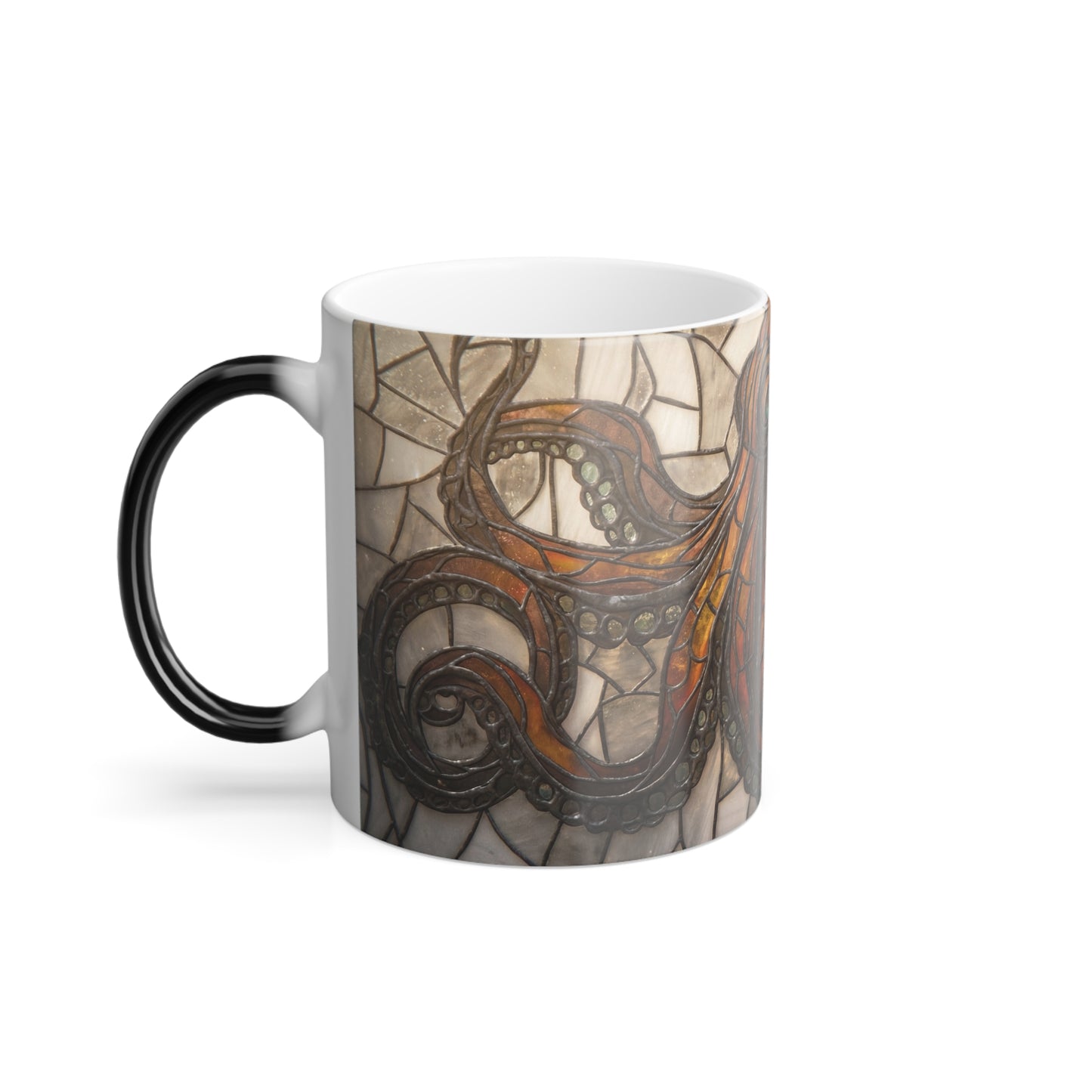 Stained Glass Octopus Color Morphing Mug, 11oz – Amber and Moss Sea Guardian