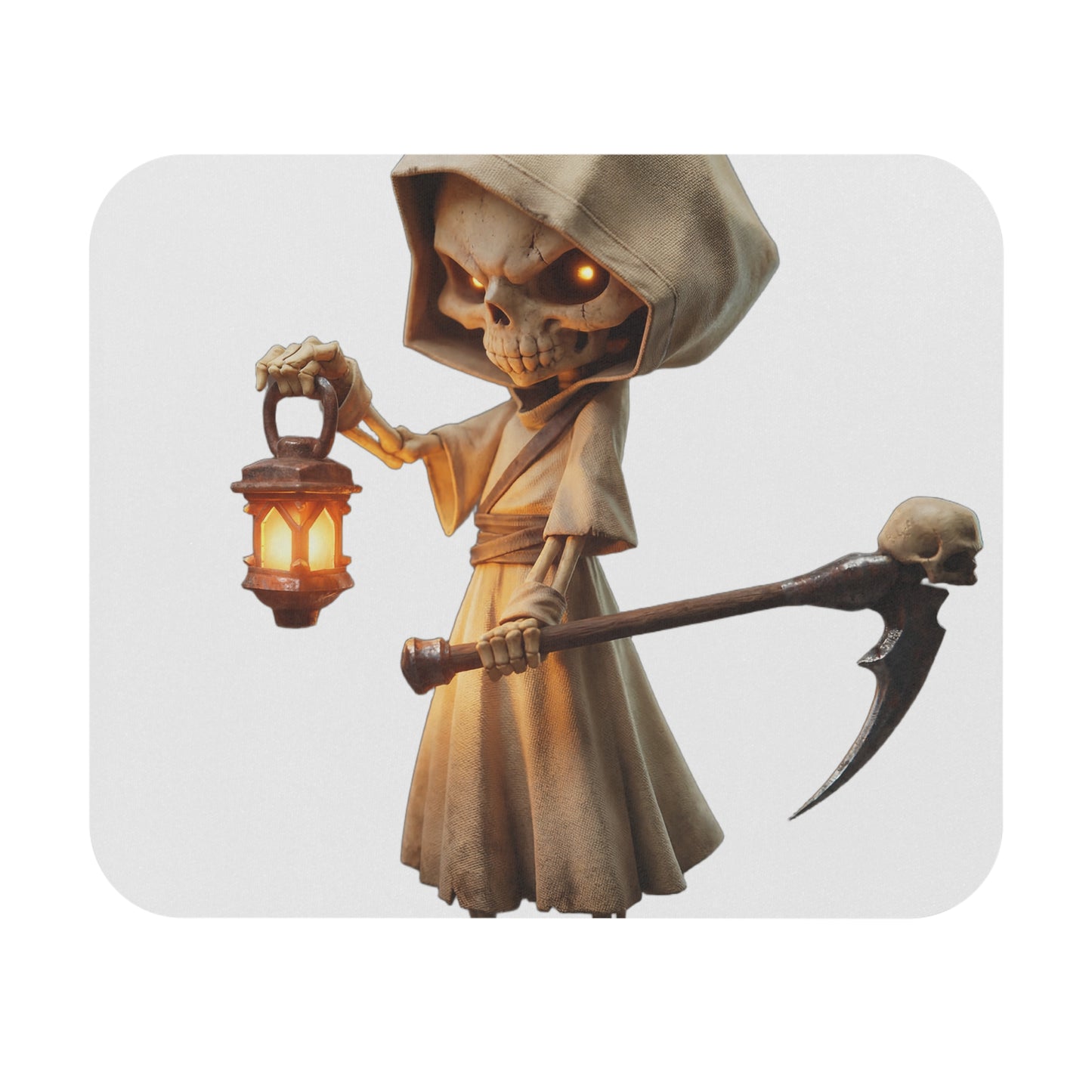 Lantern-Bearing Skeleton Mouse Pad (Rectangle) – Hooded Reaper with Scythe