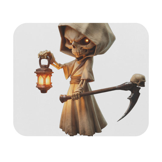 Lantern-Bearing Skeleton Mouse Pad (Rectangle) – Hooded Reaper with Scythe