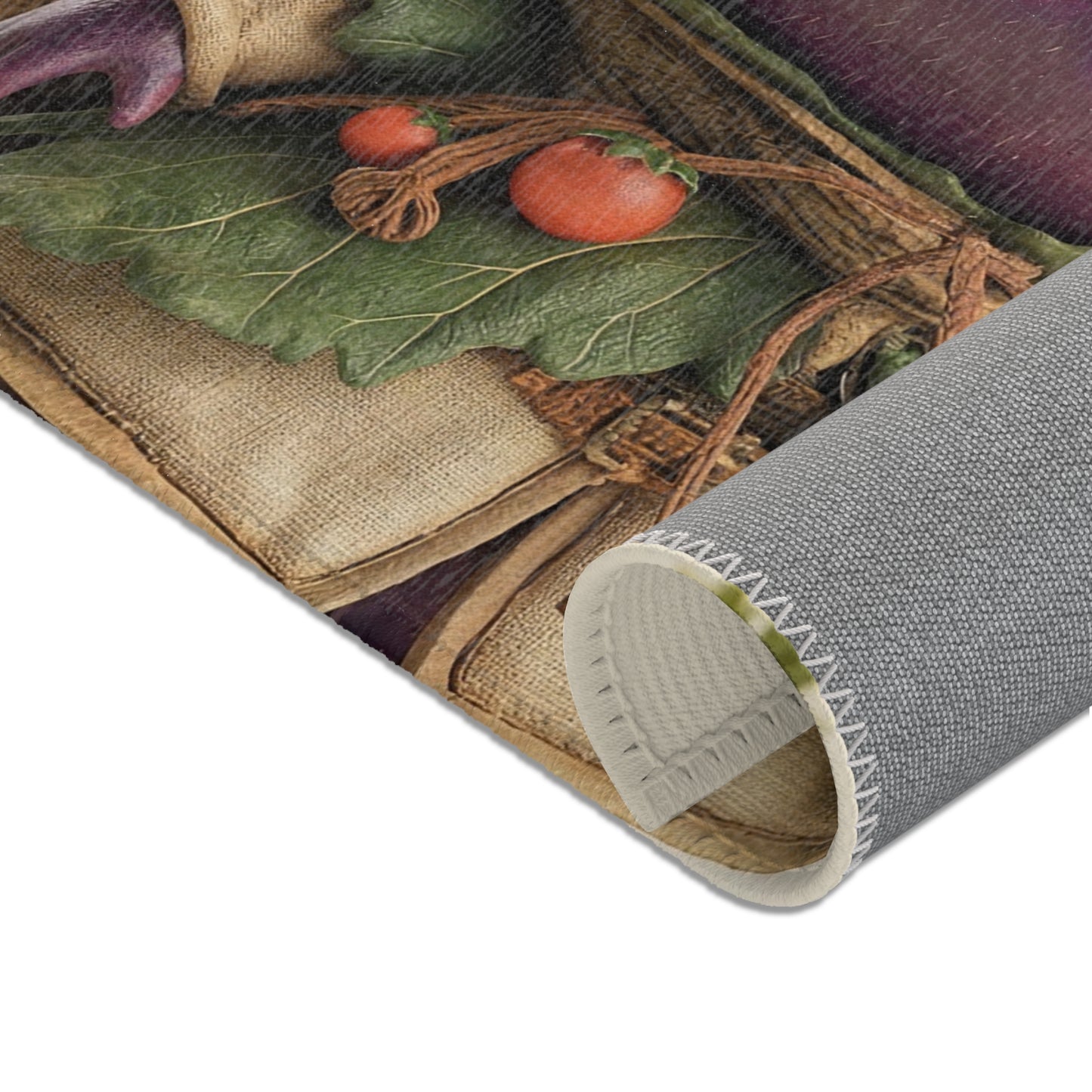 Purple Eggplant Guardian Area Rug – Leafy Harvest Adventure