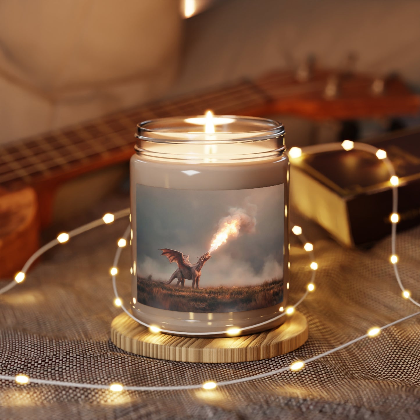 Flame-Winged Dragon Scented Soy Candles with White Lid, 9oz – Sunset Roar on the Moor