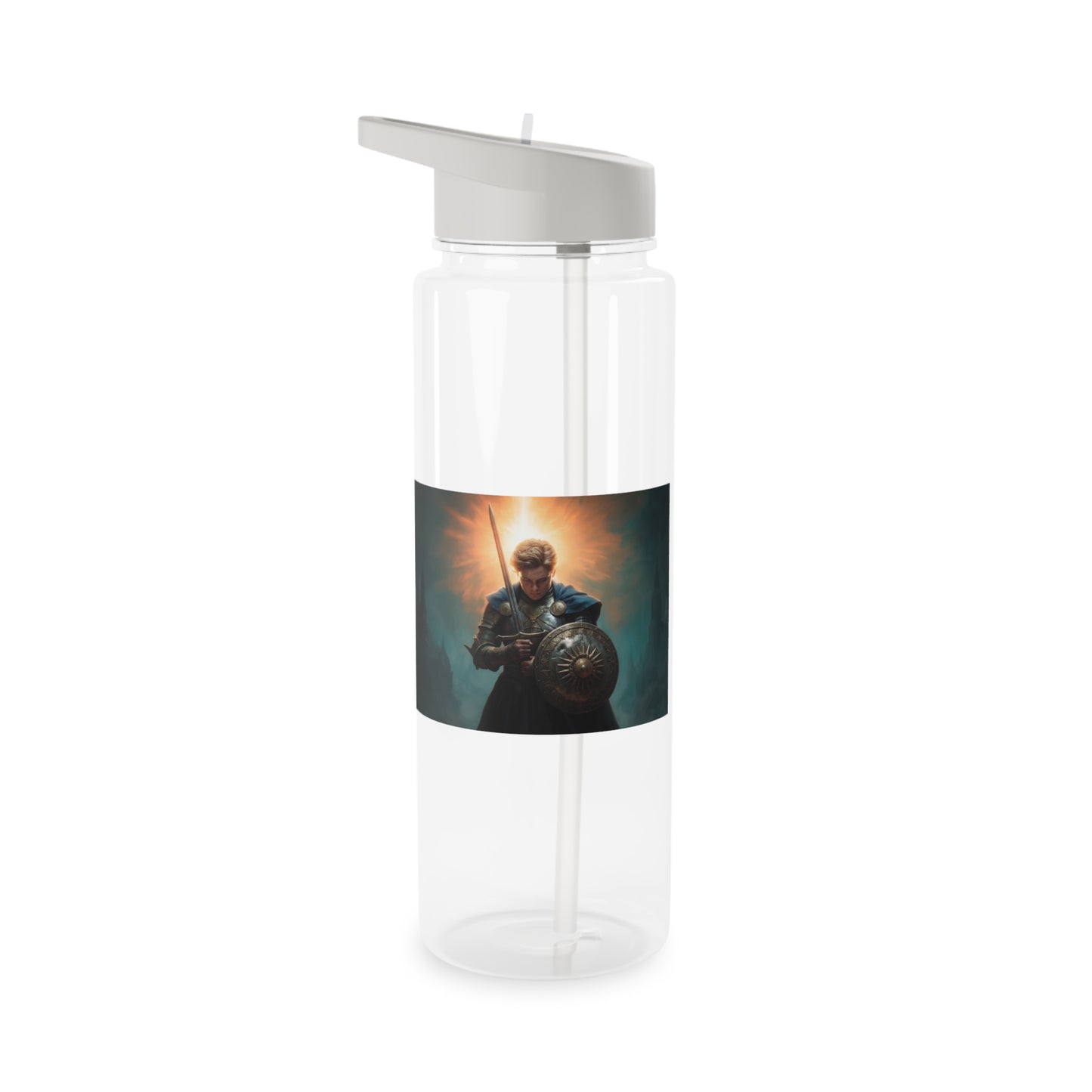 Dawn-Clad Sentinel Tritan Water Bottle – Radiant Resolve in Shadowed Towers